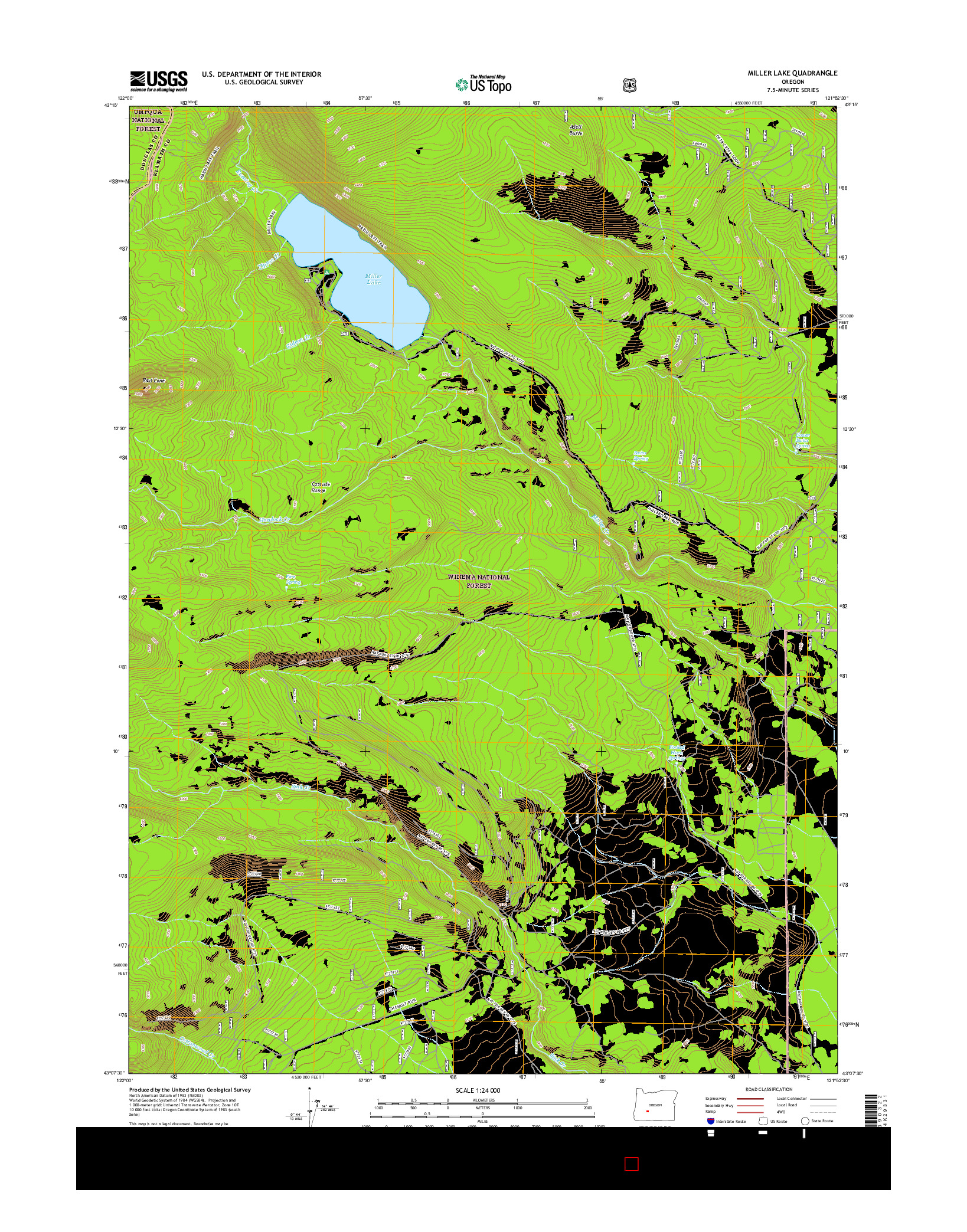 USGS US TOPO 7.5-MINUTE MAP FOR MILLER LAKE, OR 2017