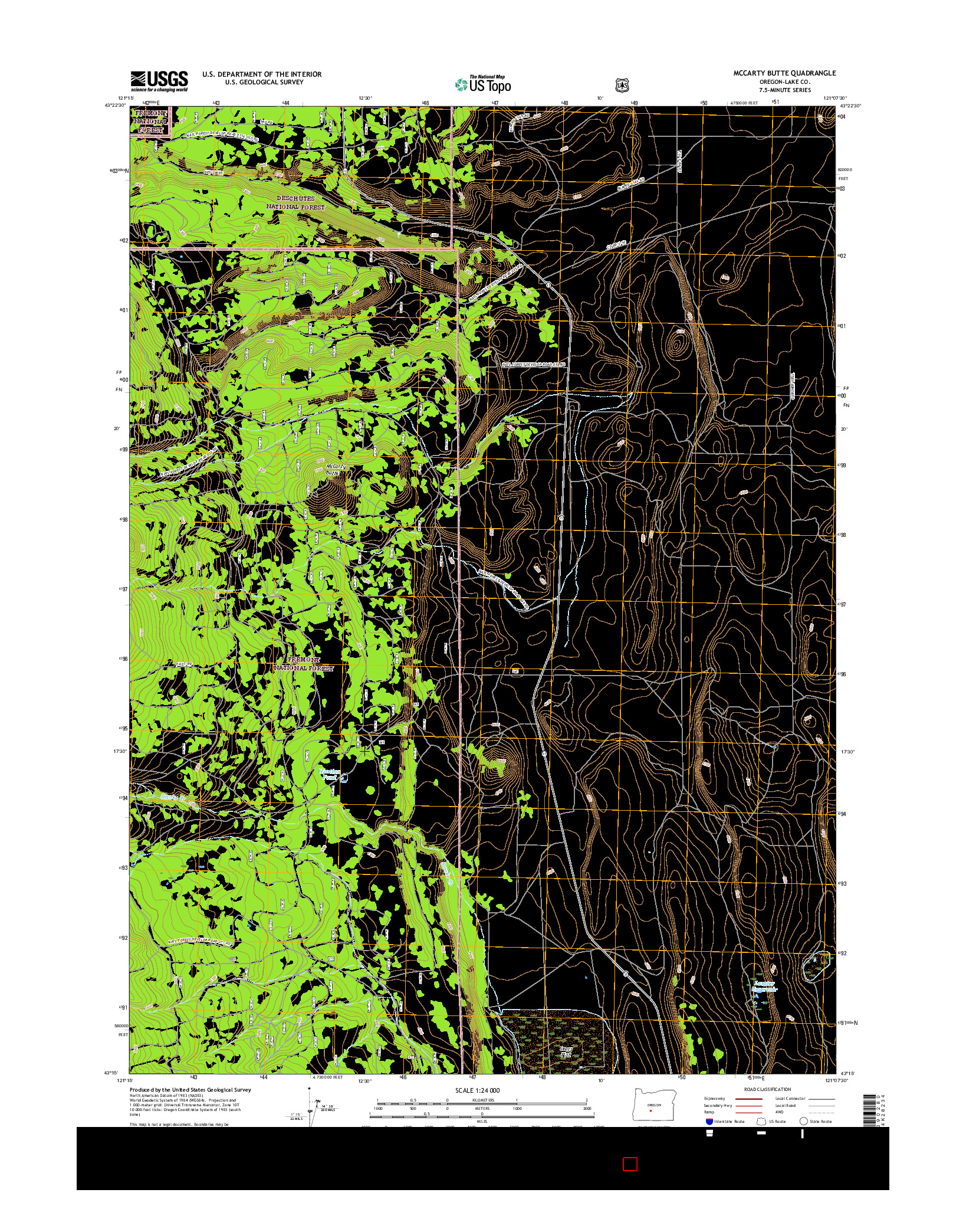 USGS US TOPO 7.5-MINUTE MAP FOR MCCARTY BUTTE, OR 2017