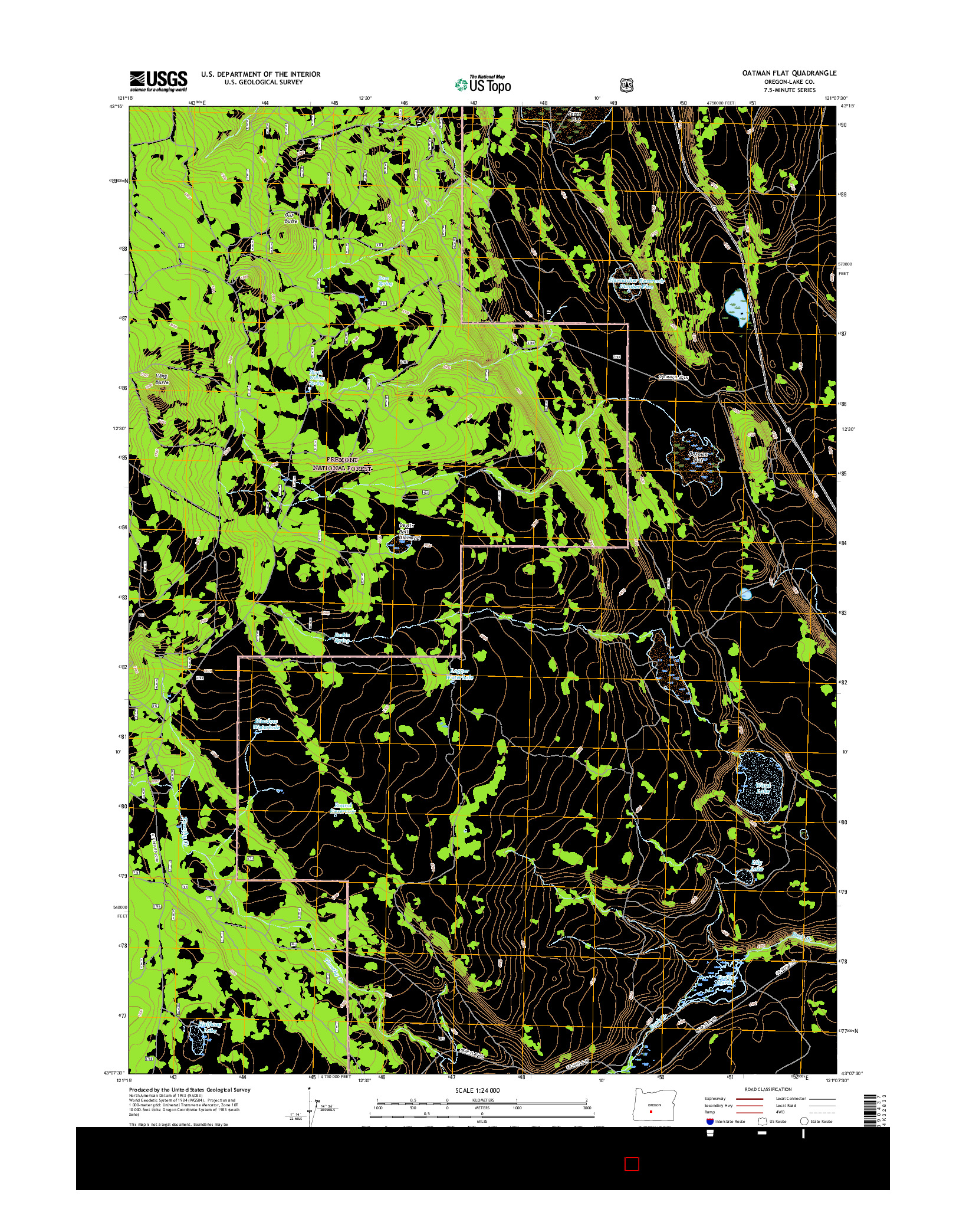 USGS US TOPO 7.5-MINUTE MAP FOR OATMAN FLAT, OR 2017