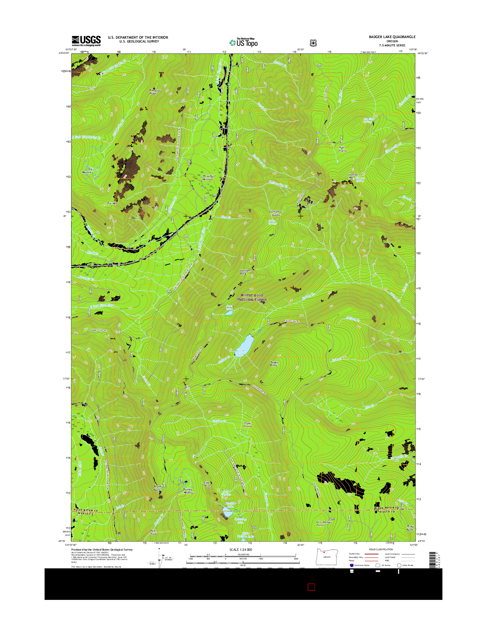 USGS US TOPO 7.5-MINUTE MAP FOR BADGER LAKE, OR 2017
