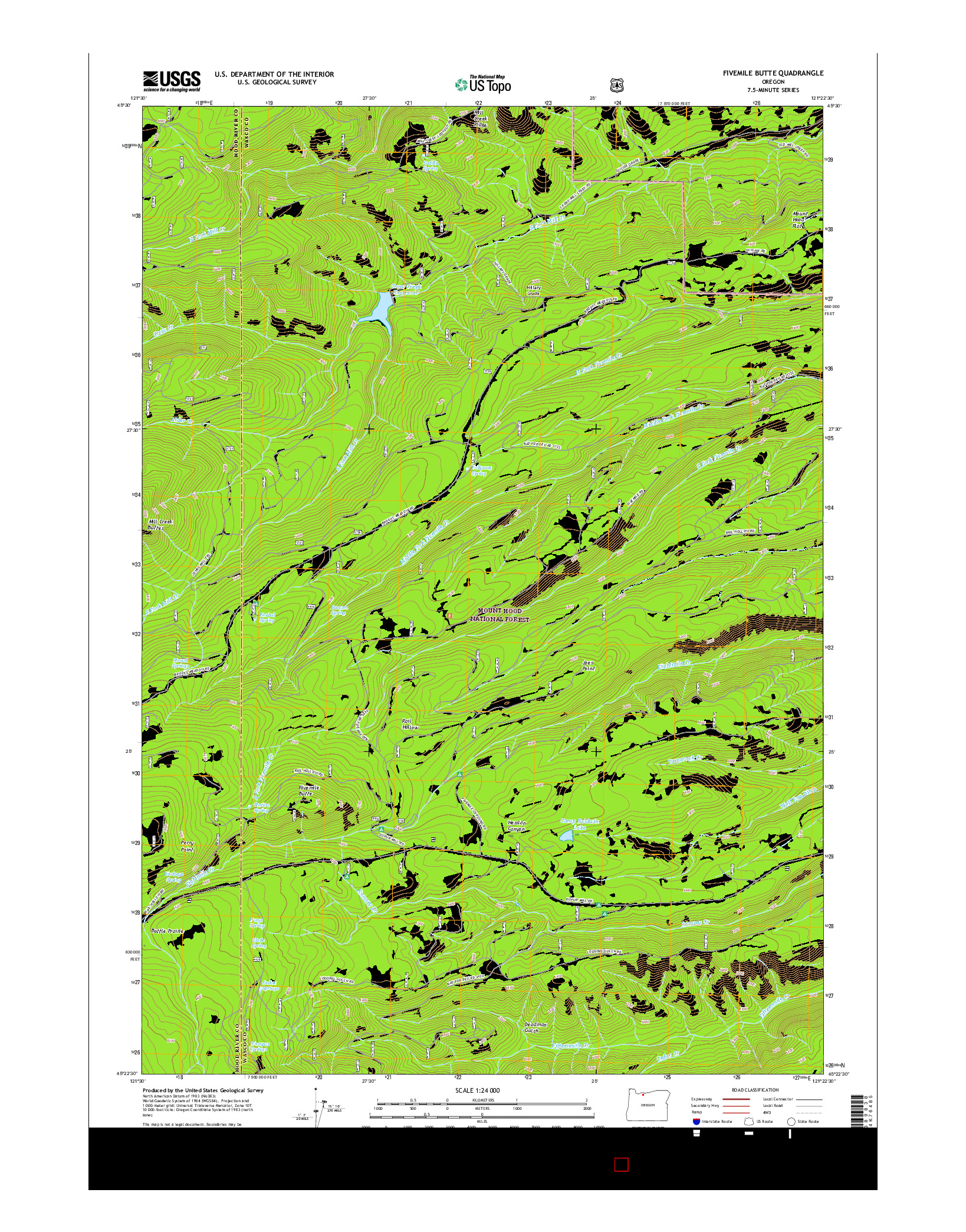USGS US TOPO 7.5-MINUTE MAP FOR FIVEMILE BUTTE, OR 2017