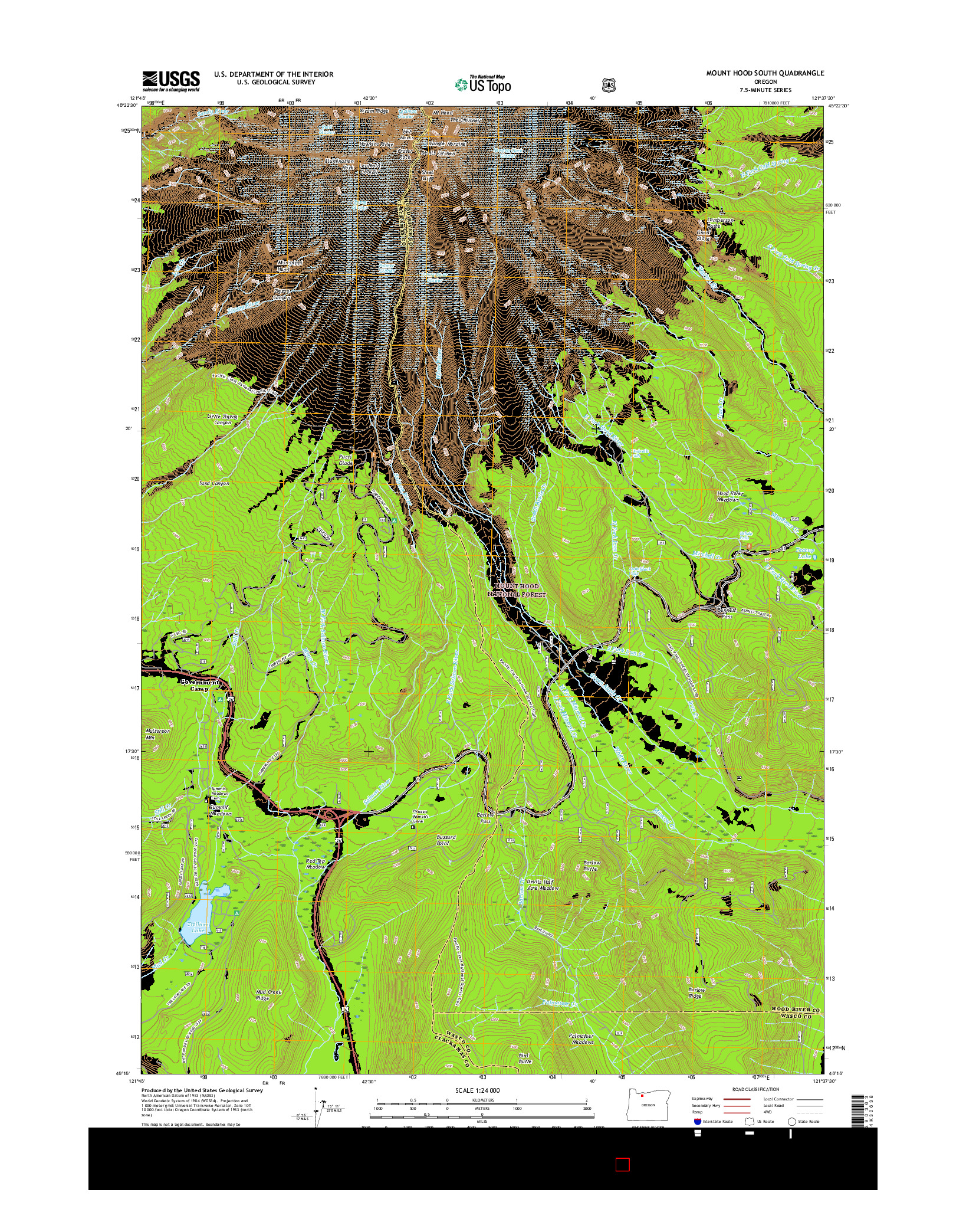 USGS US TOPO 7.5-MINUTE MAP FOR MOUNT HOOD SOUTH, OR 2017