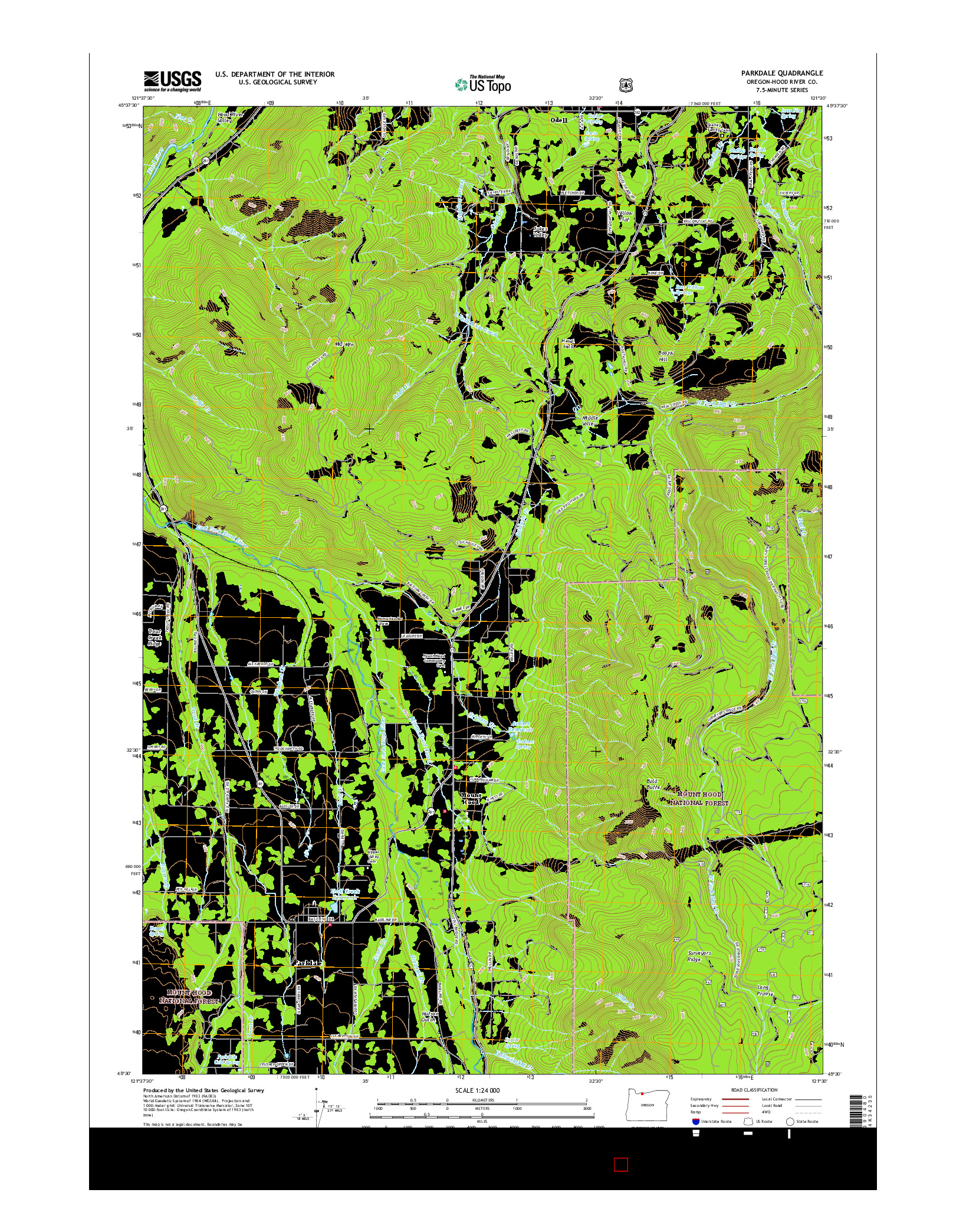 USGS US TOPO 7.5-MINUTE MAP FOR PARKDALE, OR 2017