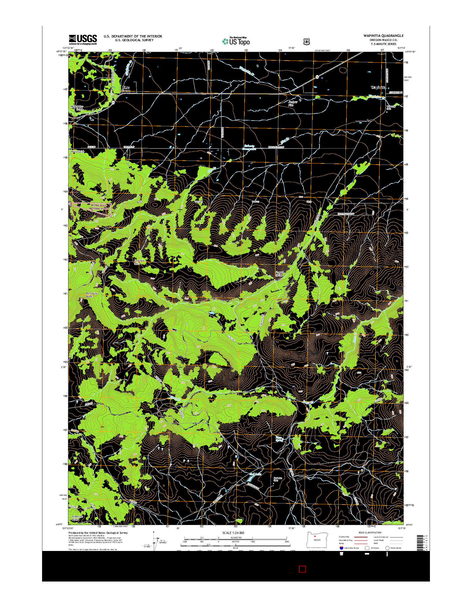 USGS US TOPO 7.5-MINUTE MAP FOR WAPINITIA, OR 2017