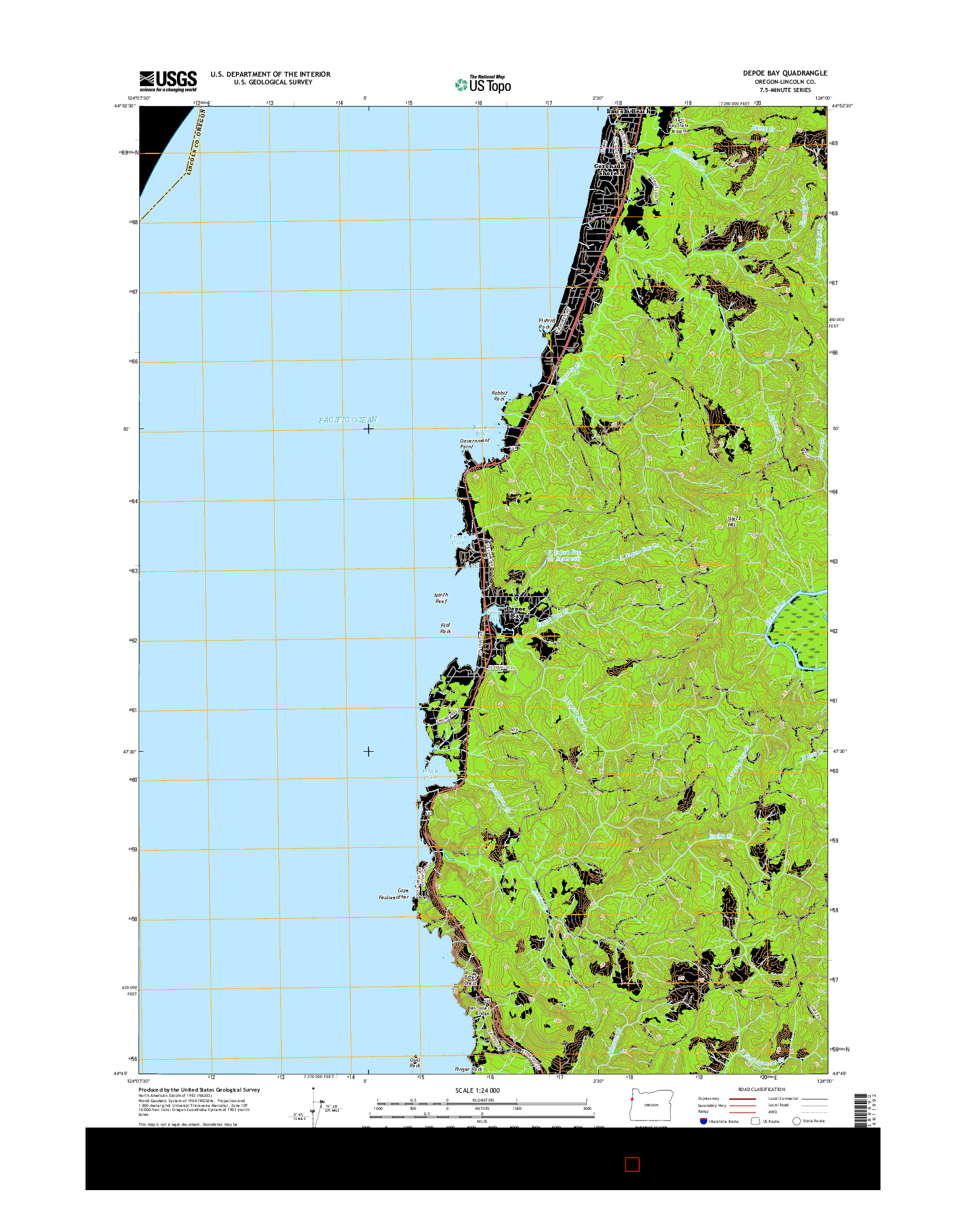 USGS US TOPO 7.5-MINUTE MAP FOR DEPOE BAY, OR 2017