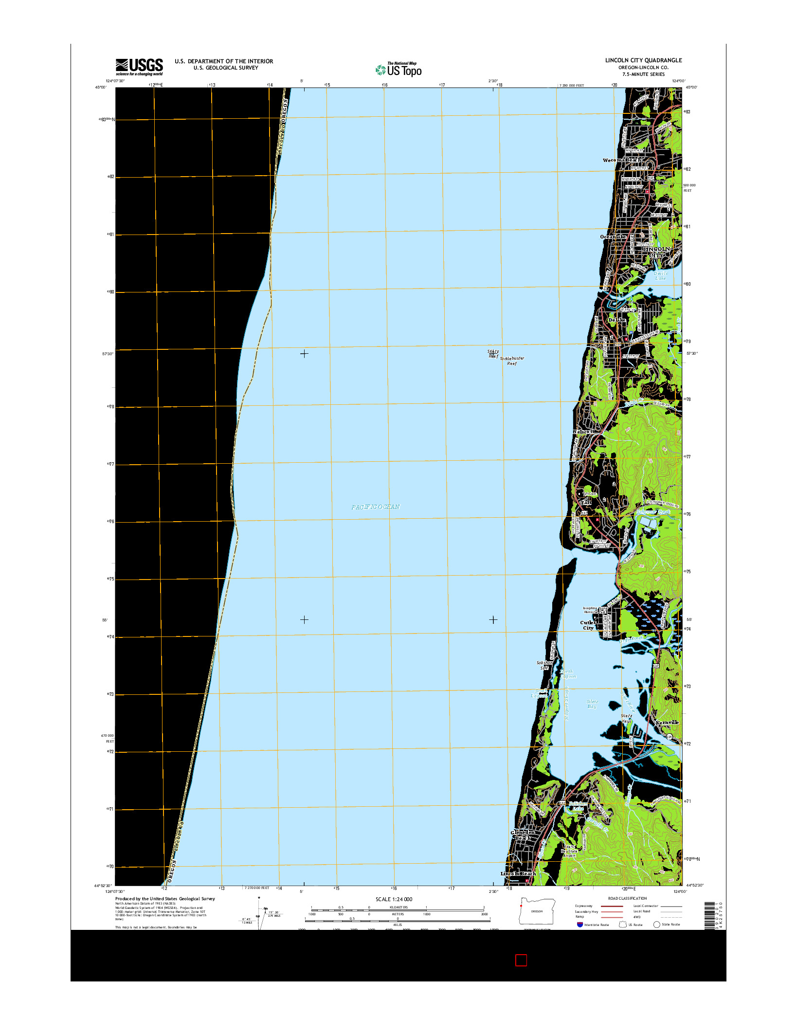 USGS US TOPO 7.5-MINUTE MAP FOR LINCOLN CITY, OR 2017