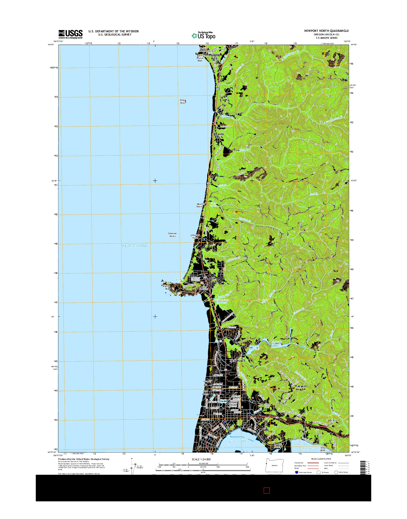 USGS US TOPO 7.5-MINUTE MAP FOR NEWPORT NORTH, OR 2017