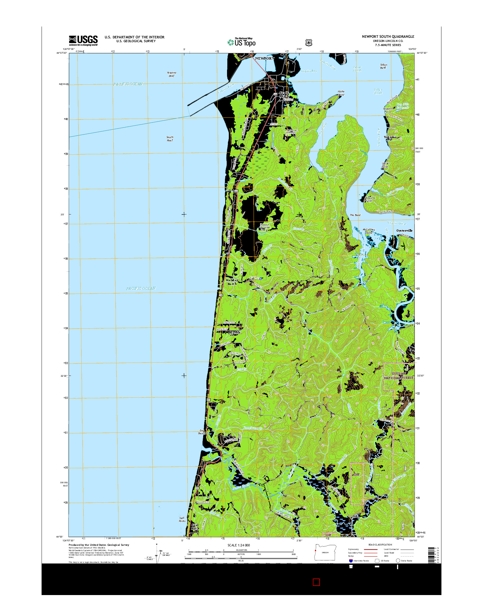 USGS US TOPO 7.5-MINUTE MAP FOR NEWPORT SOUTH, OR 2017