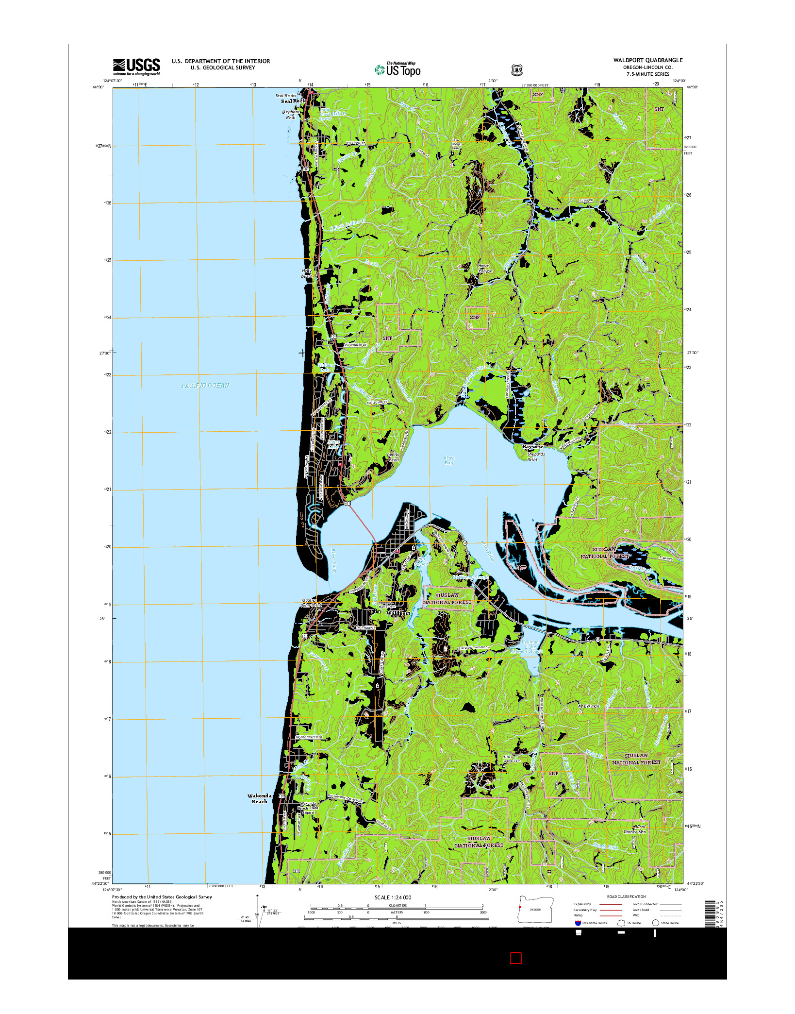 USGS US TOPO 7.5-MINUTE MAP FOR WALDPORT, OR 2017