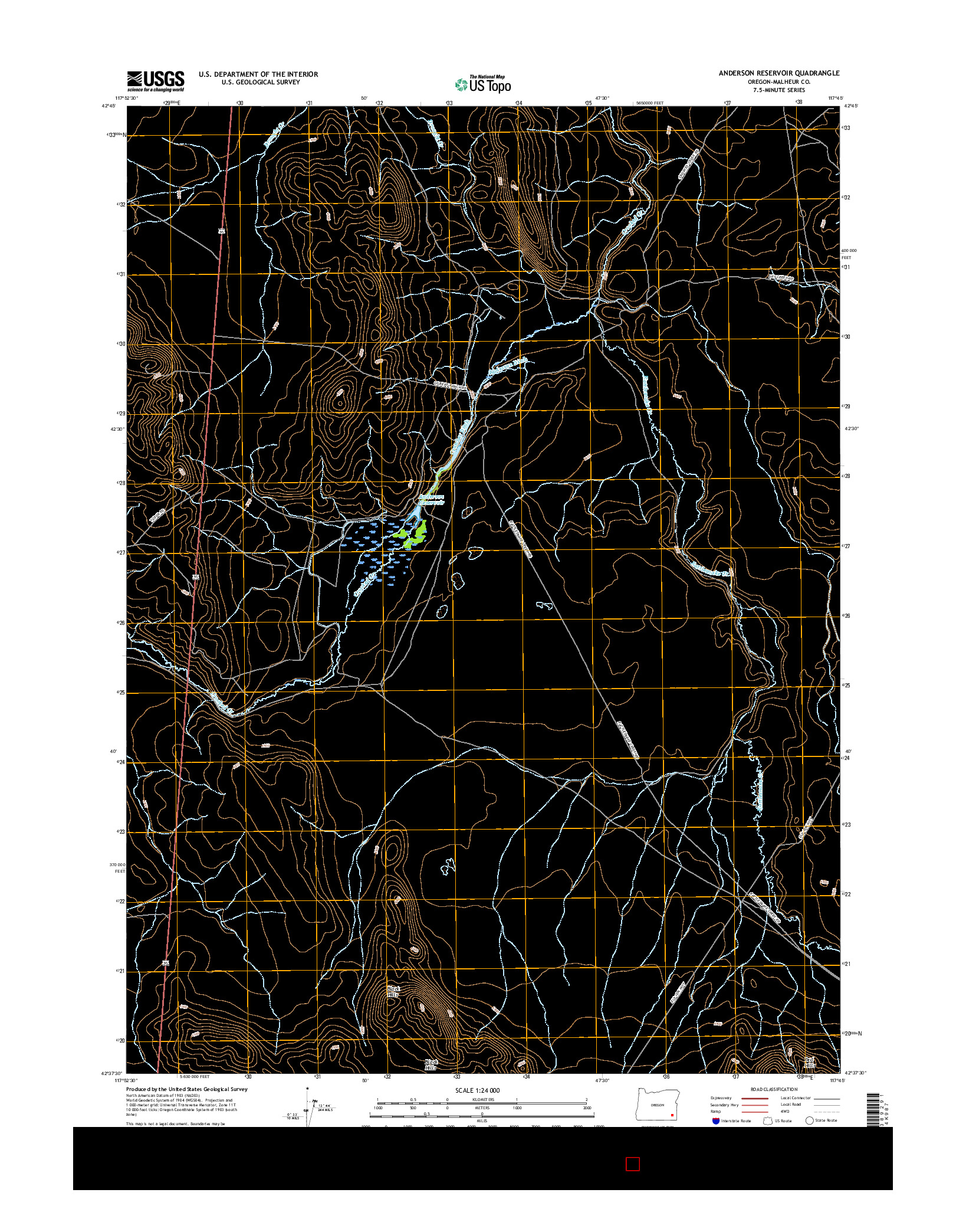 USGS US TOPO 7.5-MINUTE MAP FOR ANDERSON RESERVOIR, OR 2017
