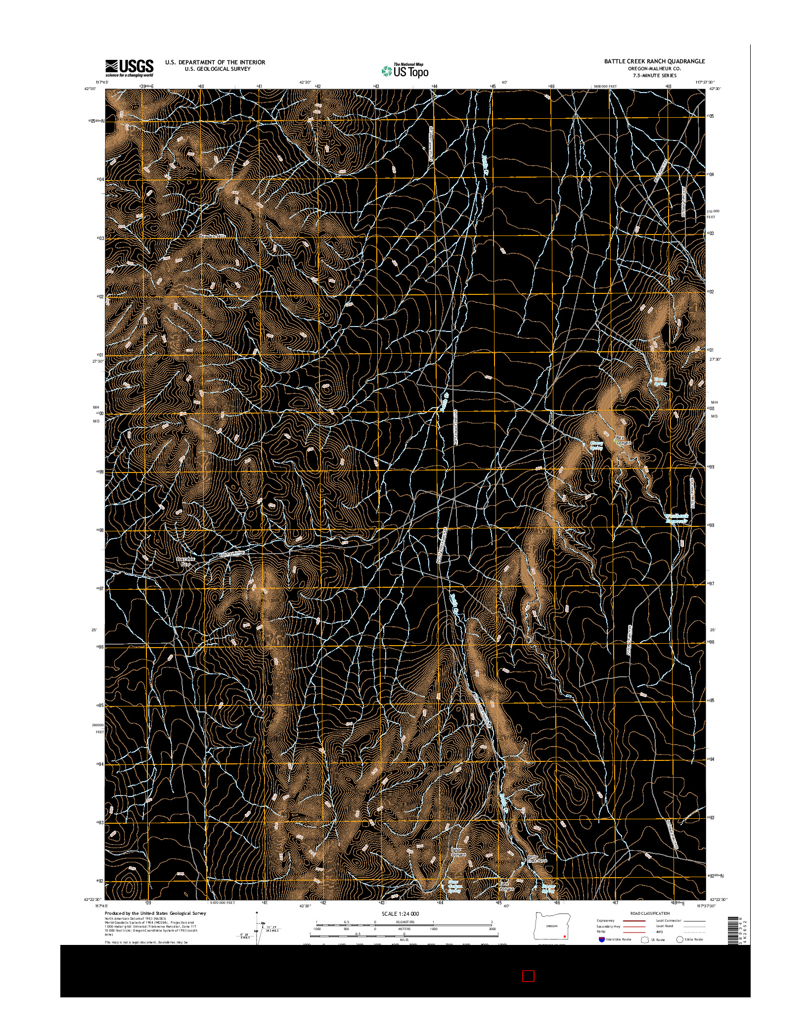 USGS US TOPO 7.5-MINUTE MAP FOR BATTLE CREEK RANCH, OR 2017