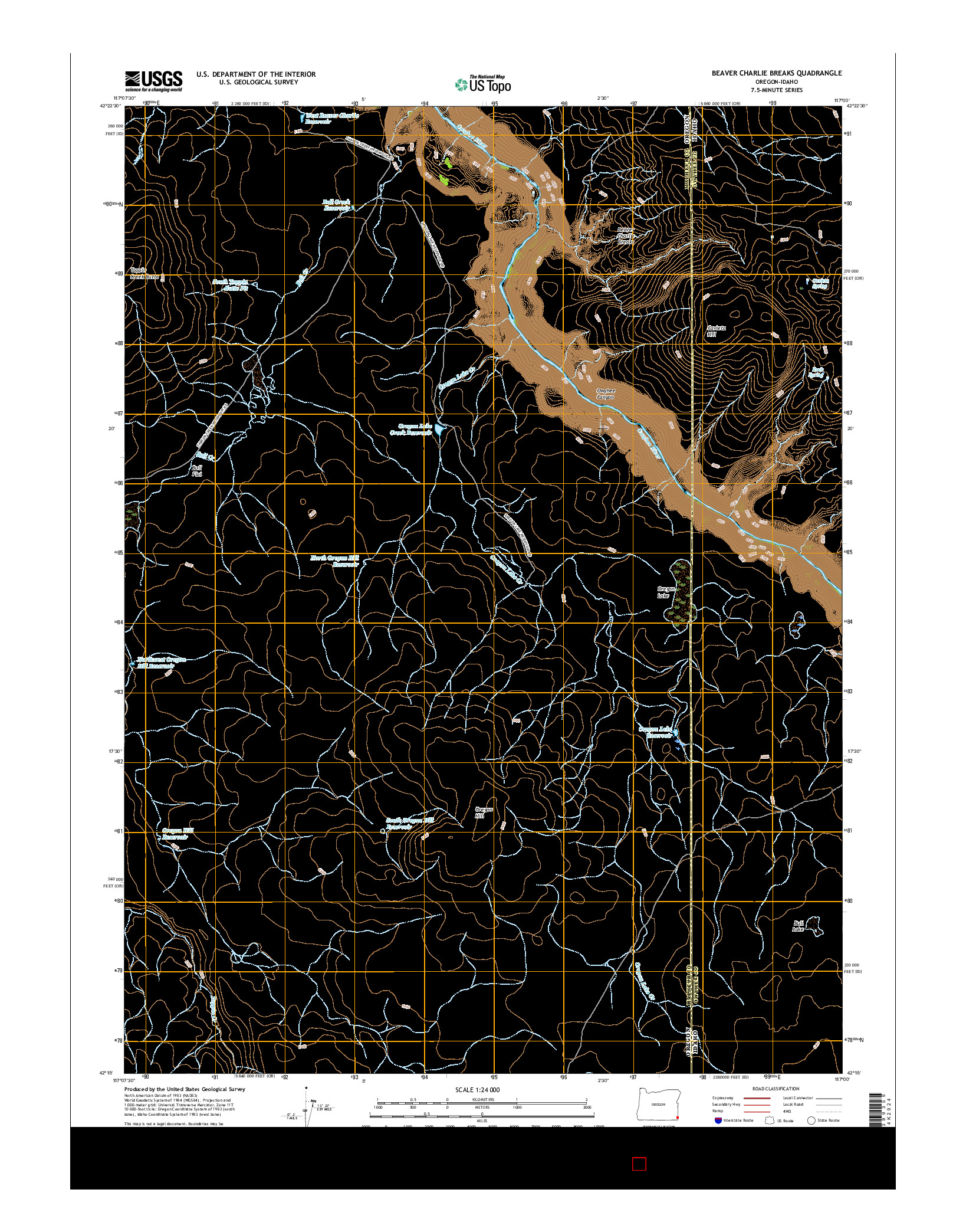 USGS US TOPO 7.5-MINUTE MAP FOR BEAVER CHARLIE BREAKS, OR-ID 2017