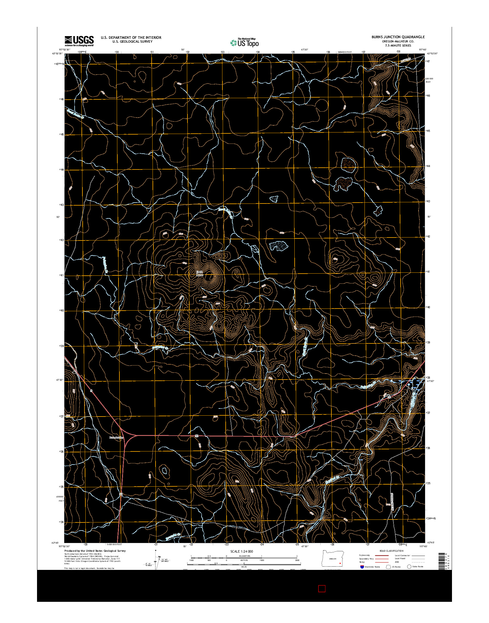 USGS US TOPO 7.5-MINUTE MAP FOR BURNS JUNCTION, OR 2017