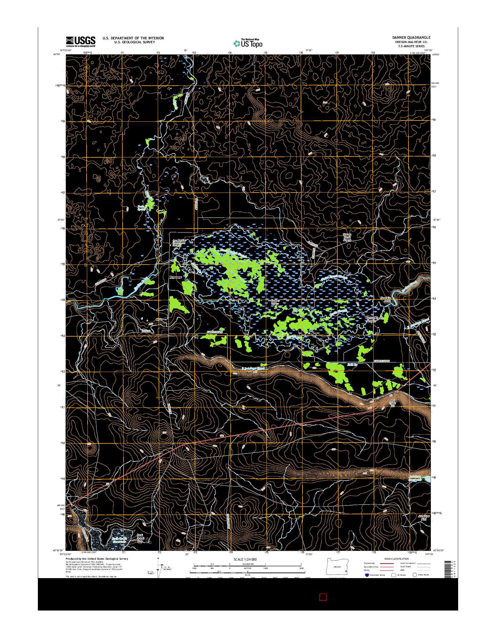 USGS US TOPO 7.5-MINUTE MAP FOR DANNER, OR 2017