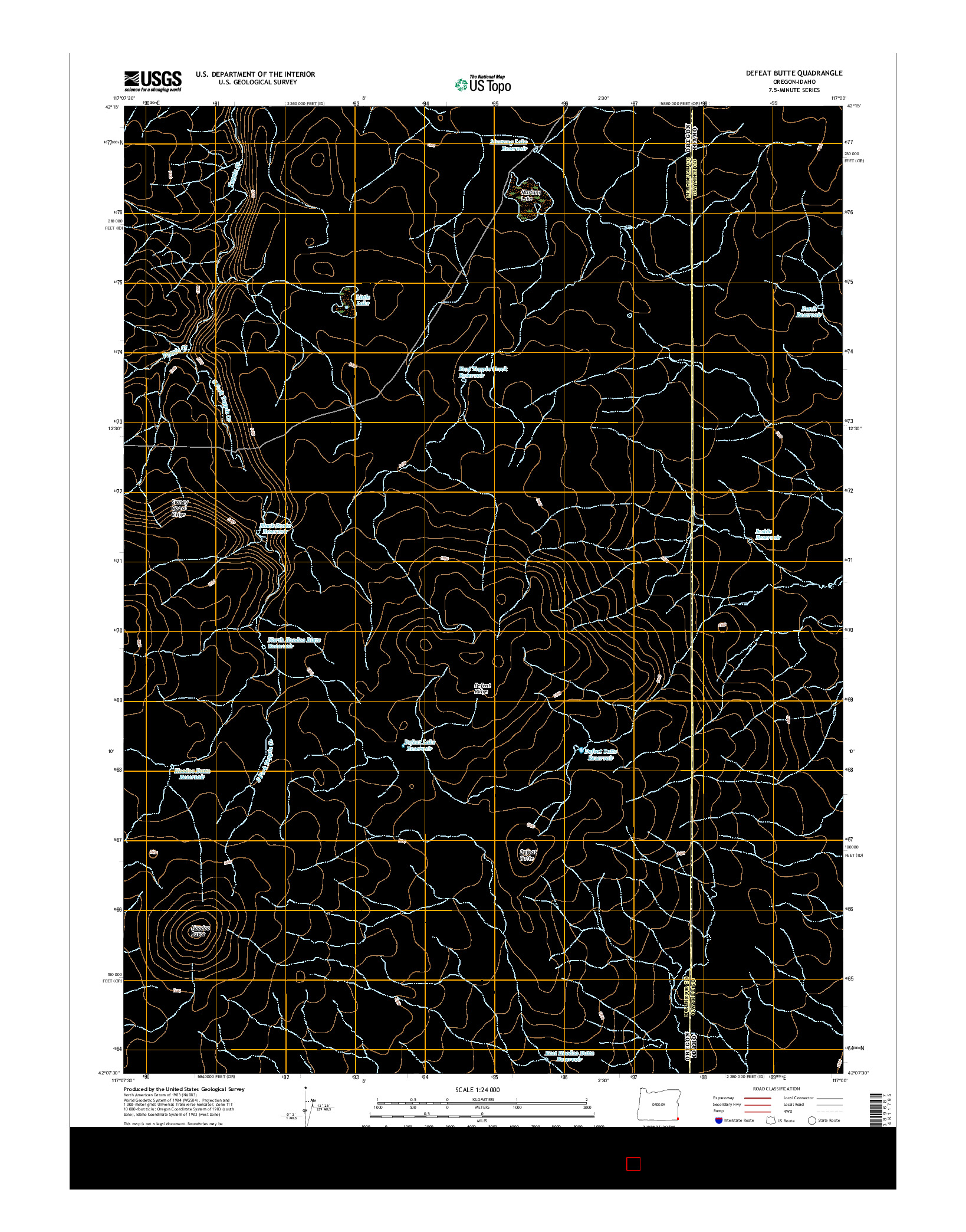 USGS US TOPO 7.5-MINUTE MAP FOR DEFEAT BUTTE, OR-ID 2017