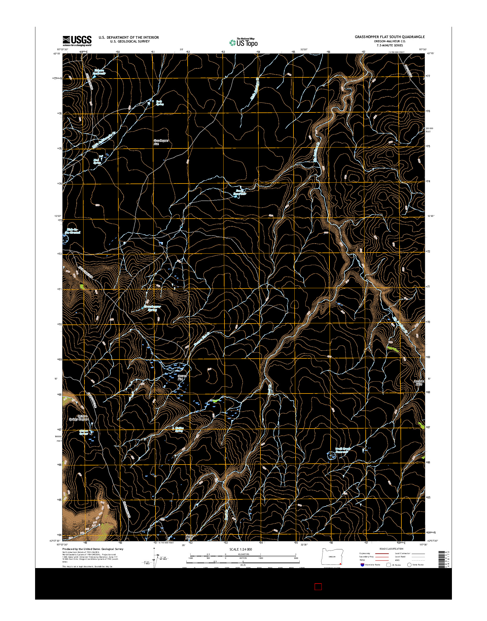 USGS US TOPO 7.5-MINUTE MAP FOR GRASSHOPPER FLAT SOUTH, OR 2017