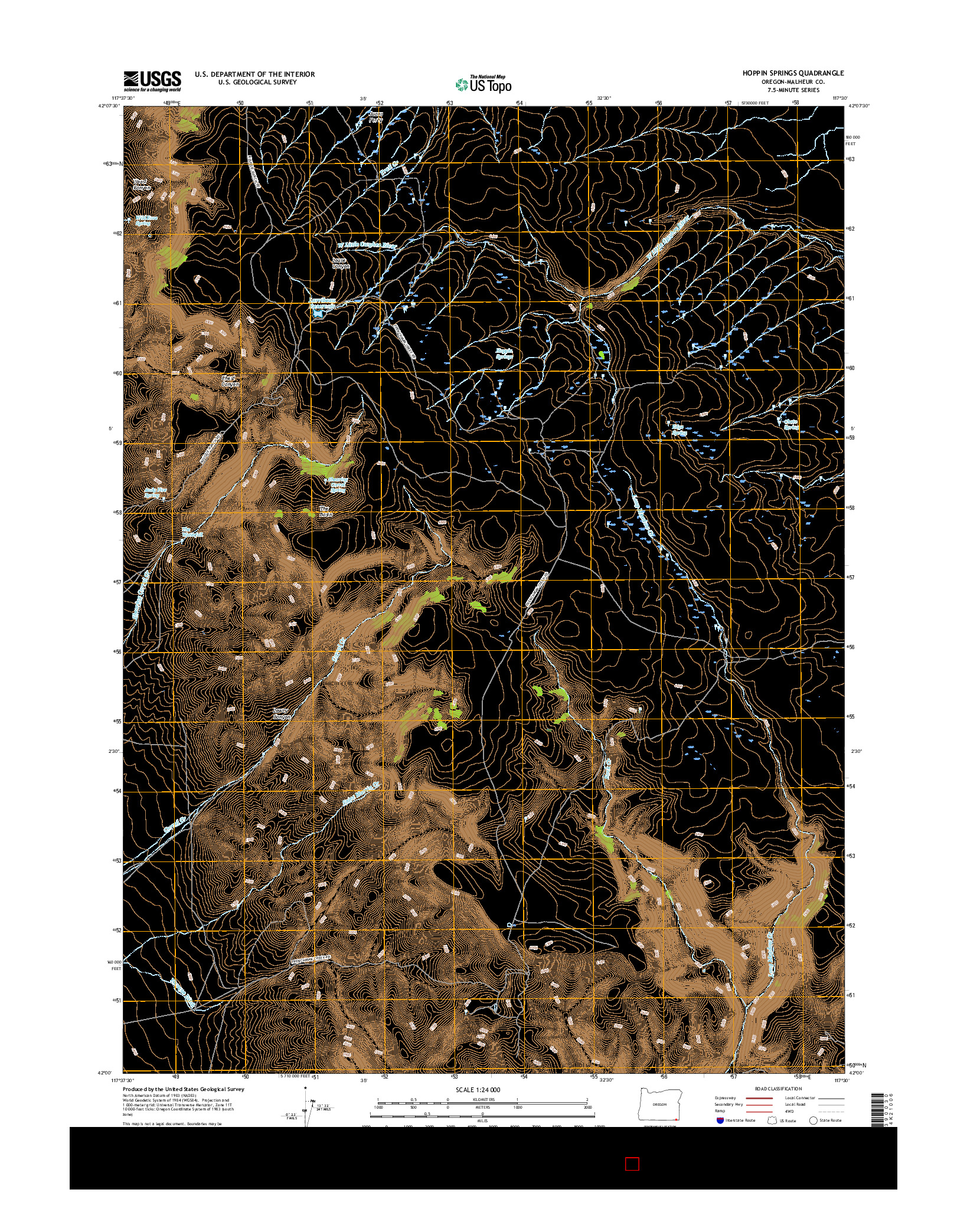 USGS US TOPO 7.5-MINUTE MAP FOR HOPPIN SPRINGS, OR 2017