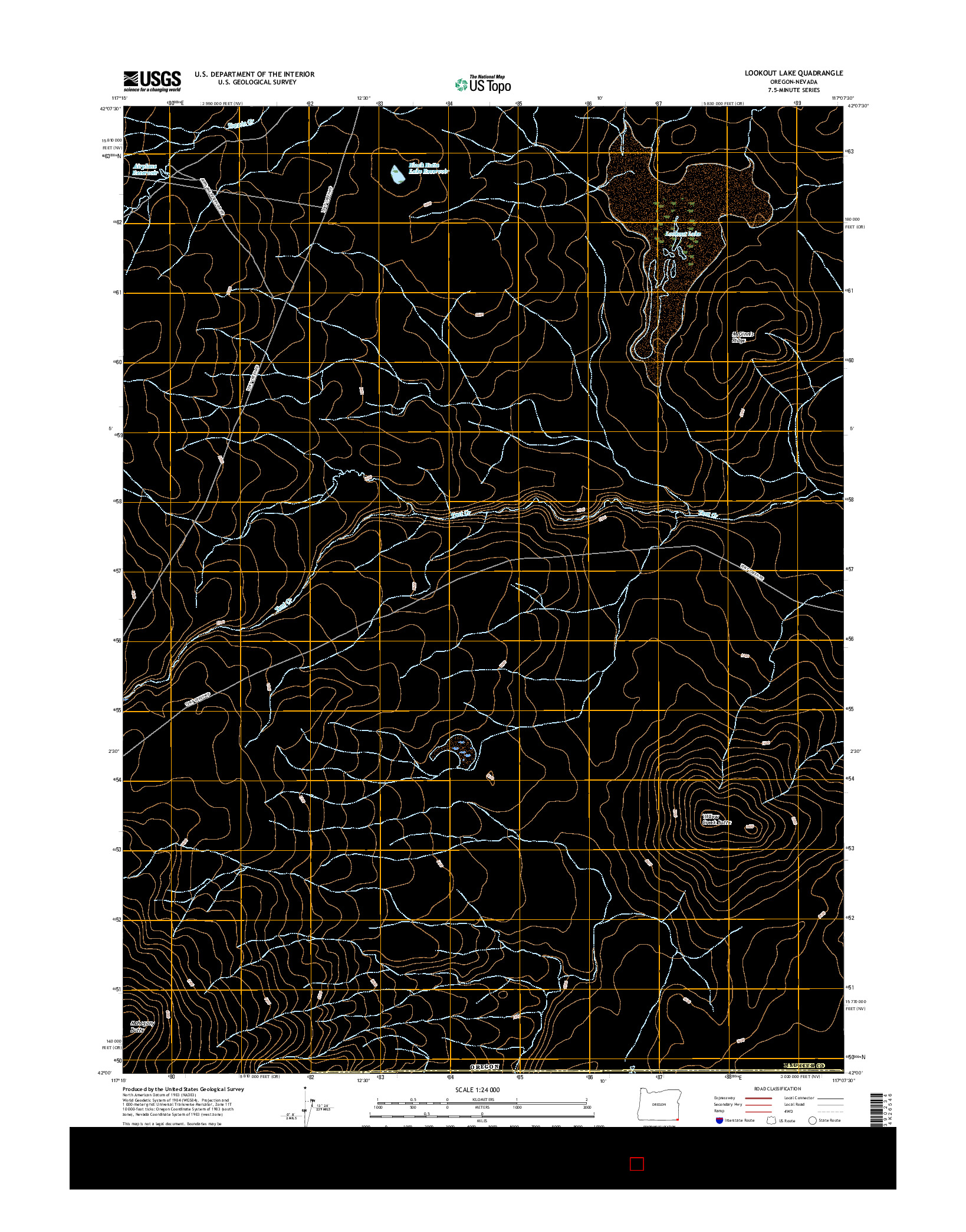 USGS US TOPO 7.5-MINUTE MAP FOR LOOKOUT LAKE, OR-NV 2017