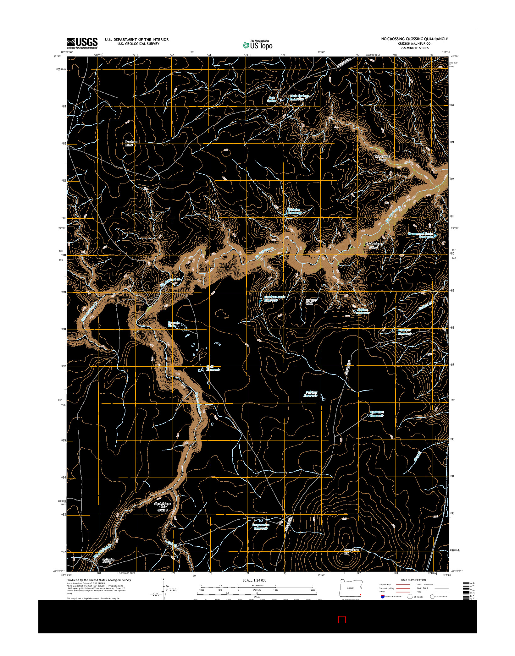 USGS US TOPO 7.5-MINUTE MAP FOR NO CROSSING CROSSING, OR 2017