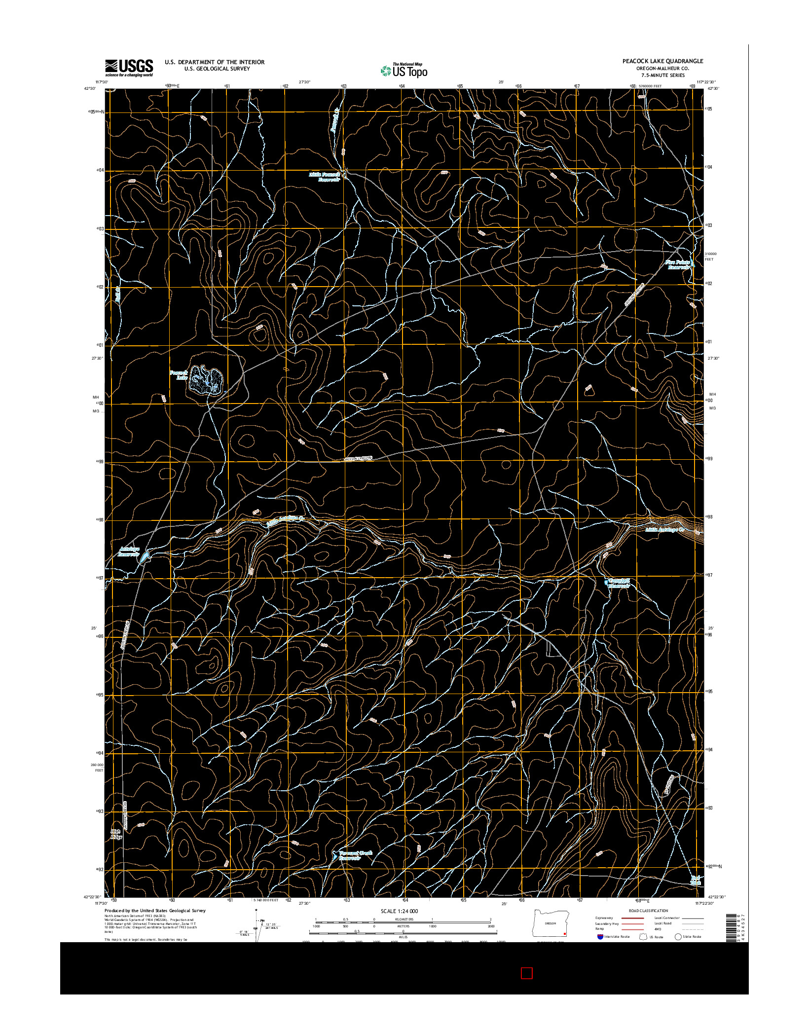 USGS US TOPO 7.5-MINUTE MAP FOR PEACOCK LAKE, OR 2017