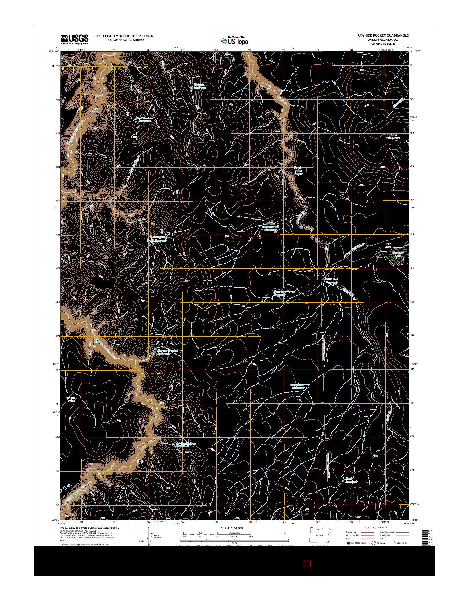 USGS US TOPO 7.5-MINUTE MAP FOR RAWHIDE POCKET, OR 2017