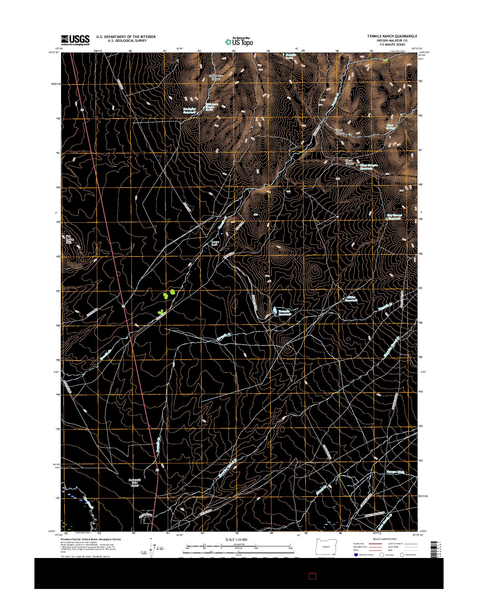USGS US TOPO 7.5-MINUTE MAP FOR TENMILE RANCH, OR 2017