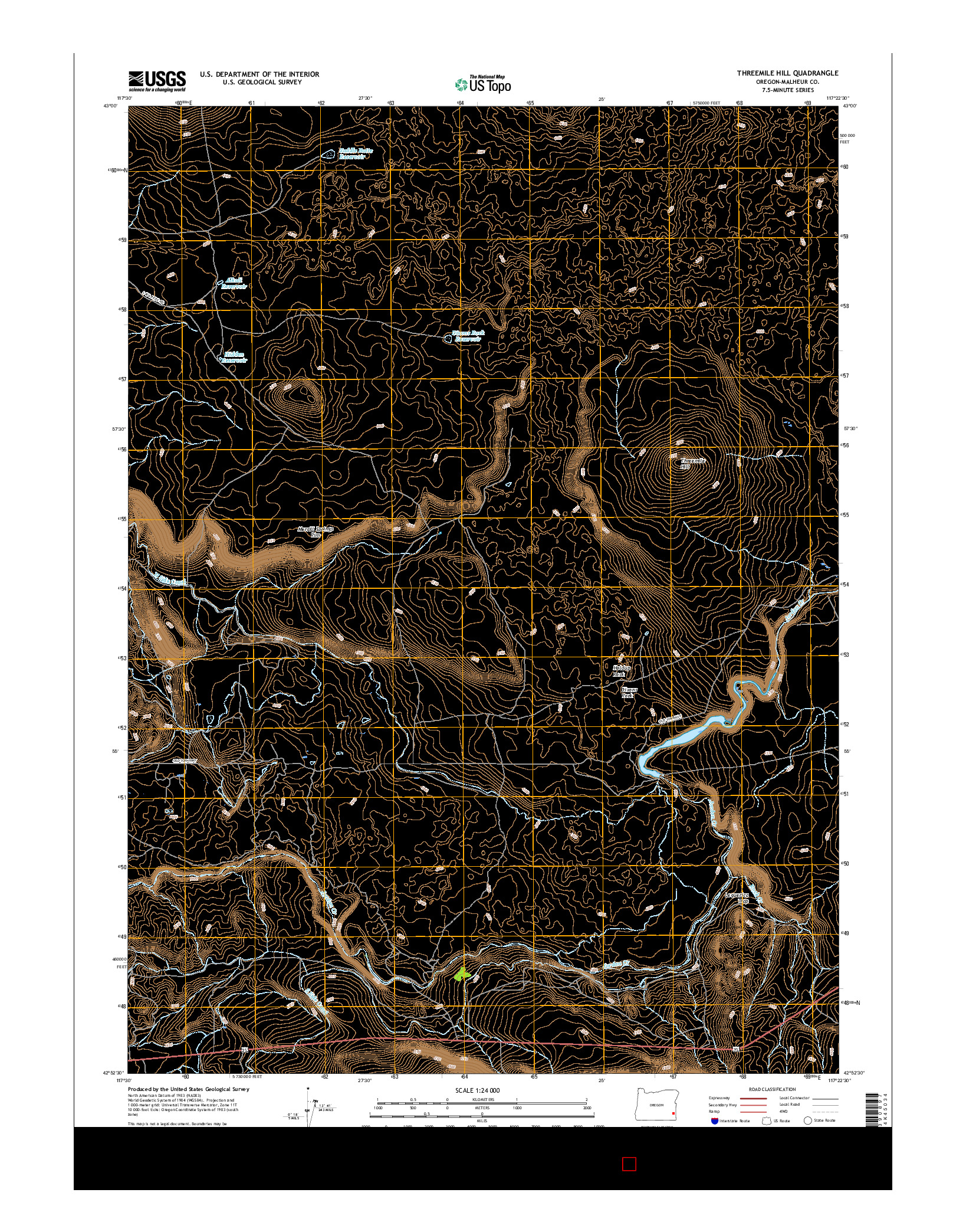 USGS US TOPO 7.5-MINUTE MAP FOR THREEMILE HILL, OR 2017