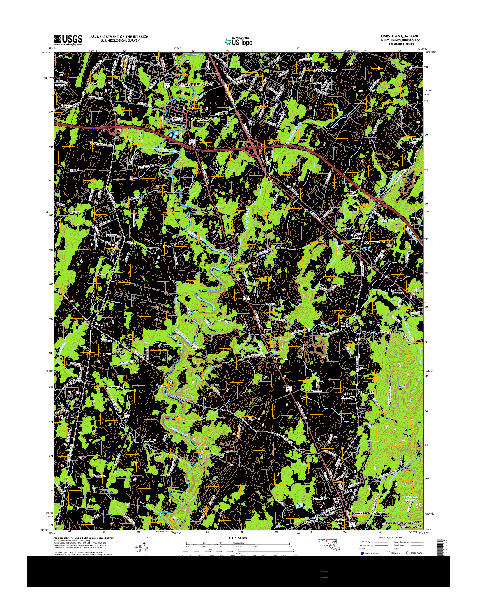 USGS US TOPO 7.5-MINUTE MAP FOR FUNKSTOWN, MD 2017