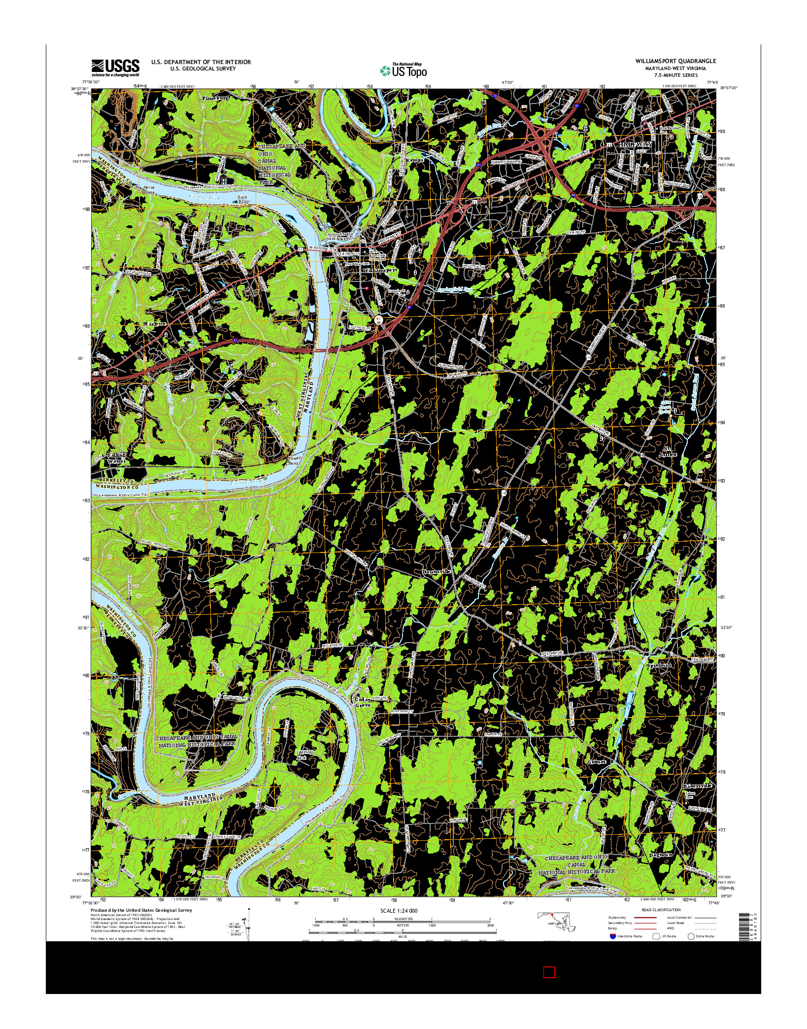 USGS US TOPO 7.5-MINUTE MAP FOR WILLIAMSPORT, MD-WV 2017