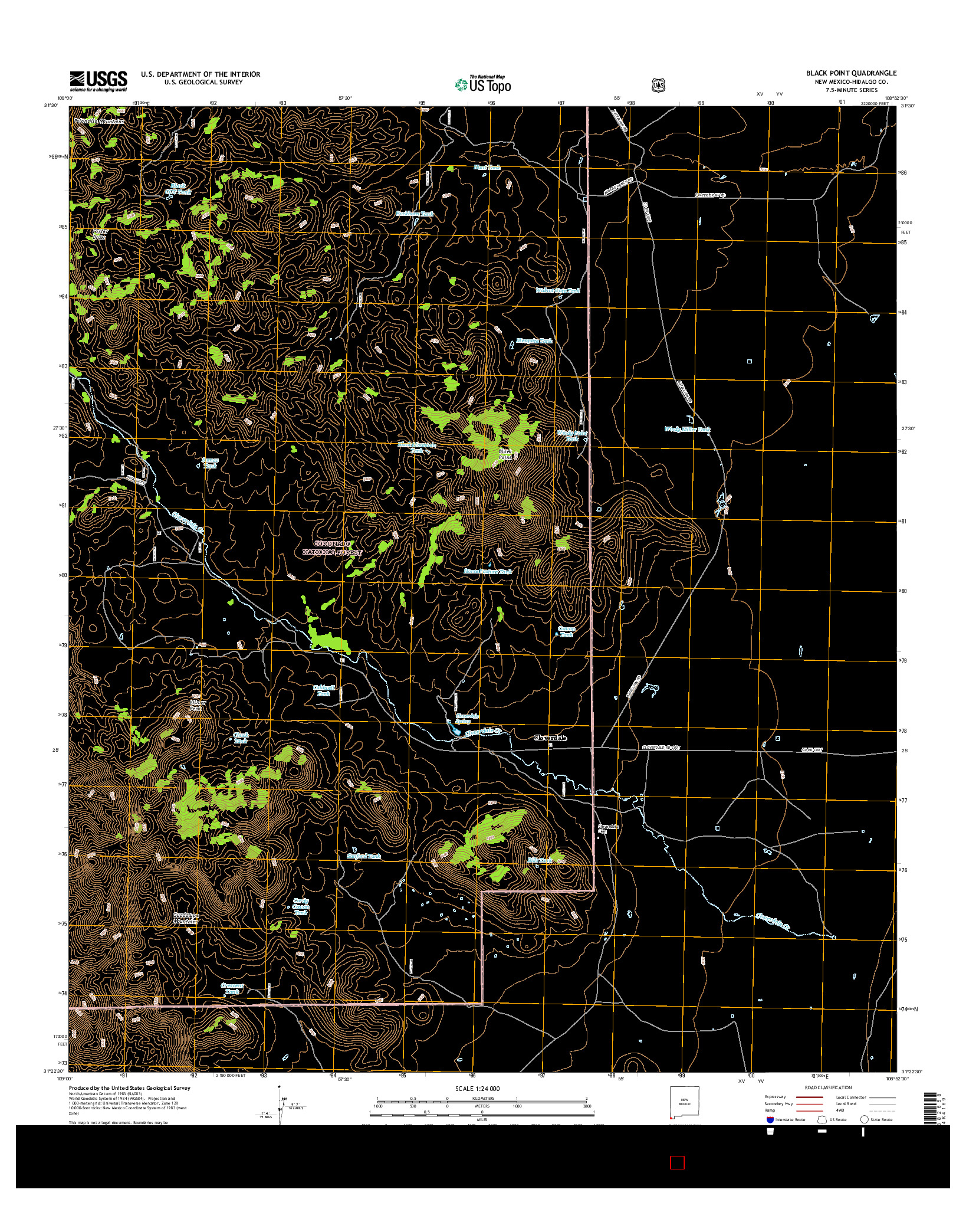 USGS US TOPO 7.5-MINUTE MAP FOR BLACK POINT, NM 2017