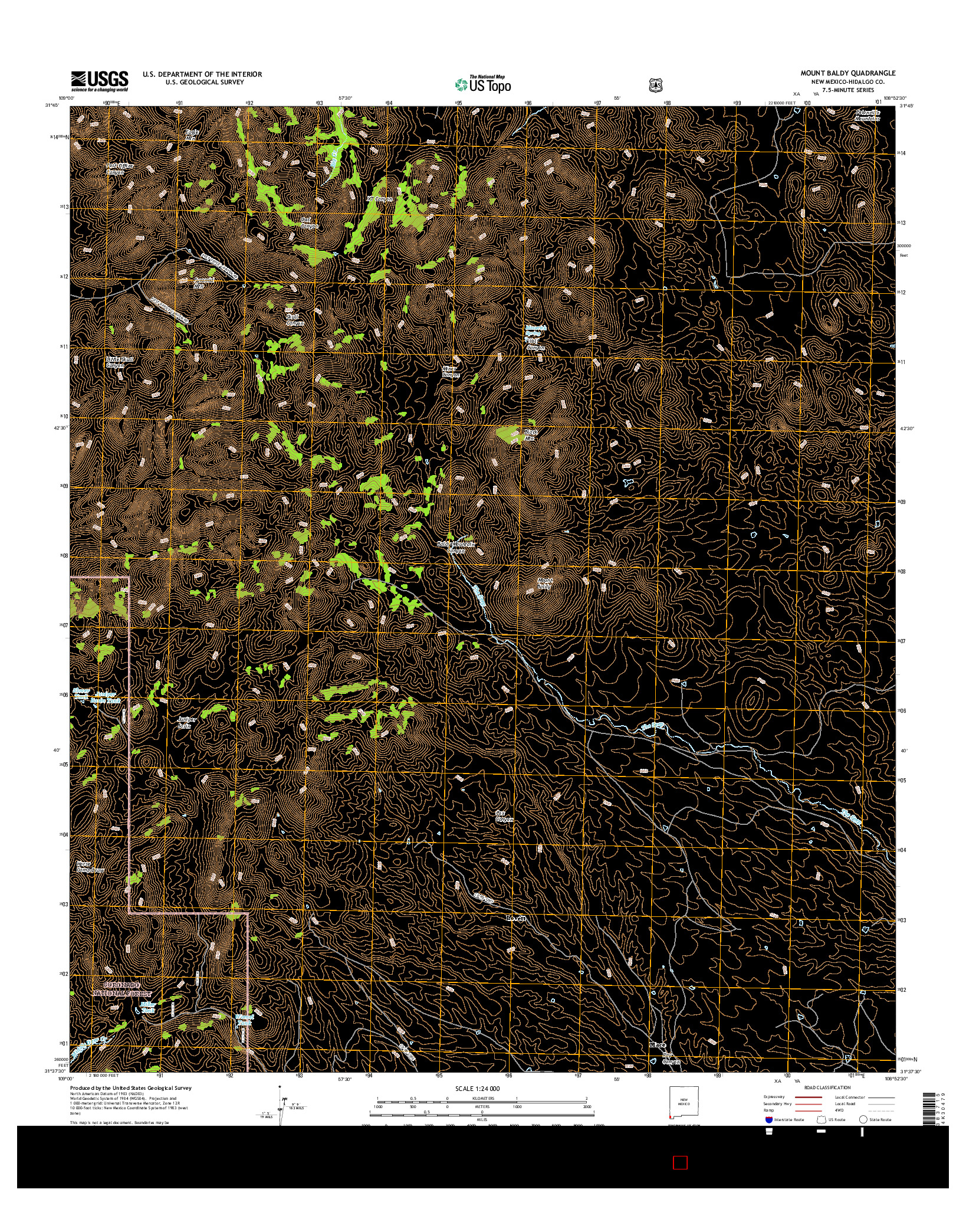 USGS US TOPO 7.5-MINUTE MAP FOR MOUNT BALDY, NM 2017