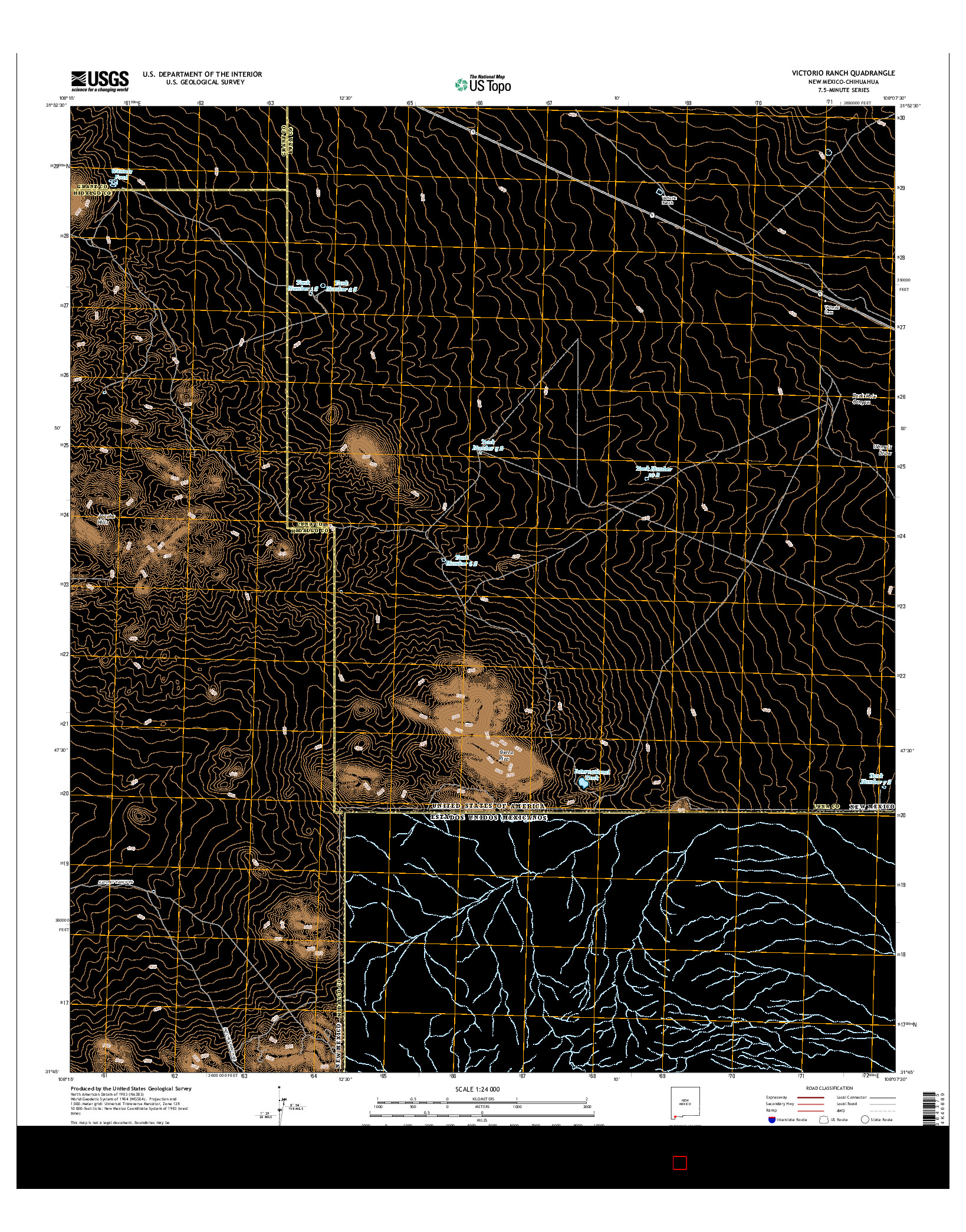 USGS US TOPO 7.5-MINUTE MAP FOR VICTORIO RANCH, NM-CHH 2017