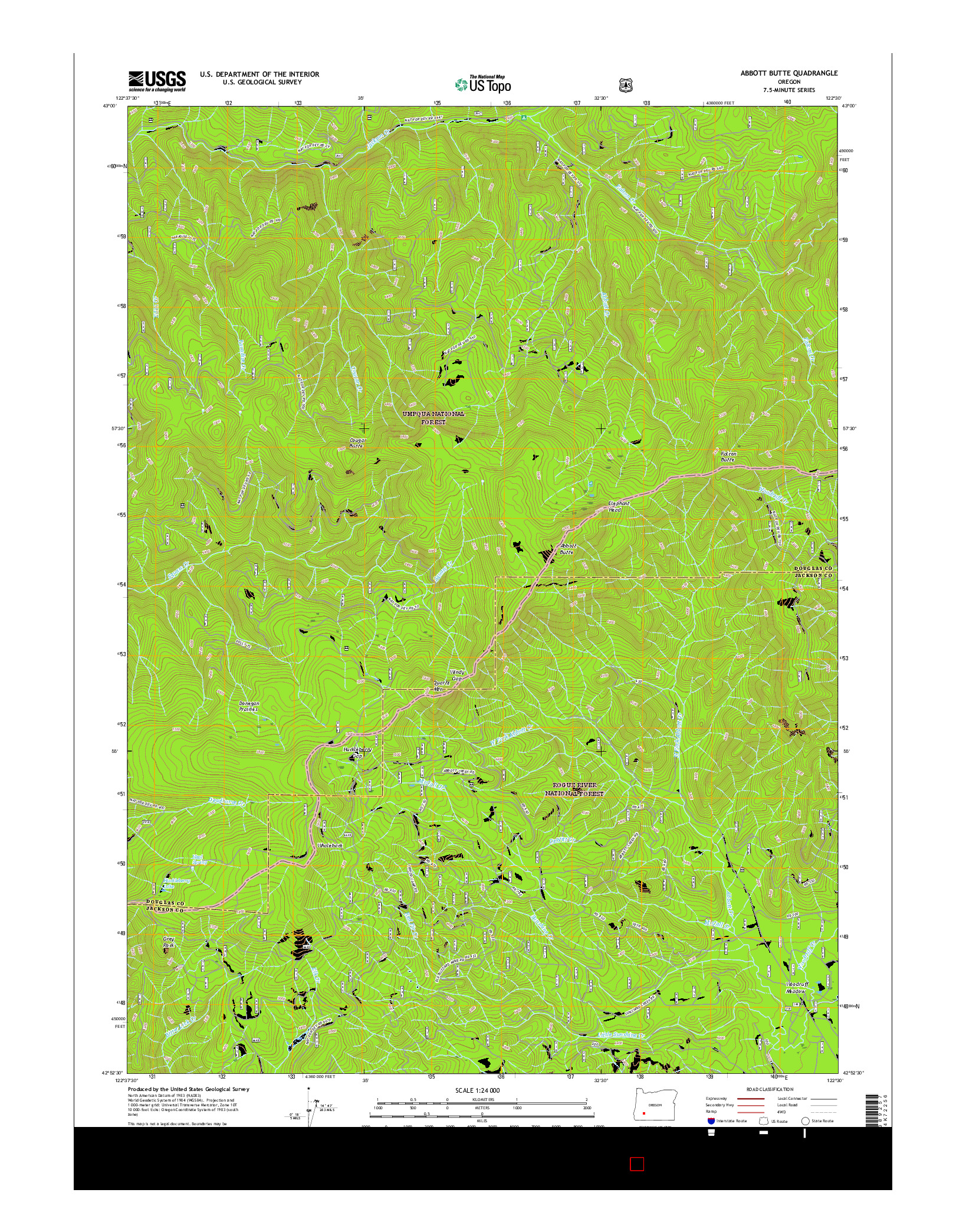 USGS US TOPO 7.5-MINUTE MAP FOR ABBOTT BUTTE, OR 2017