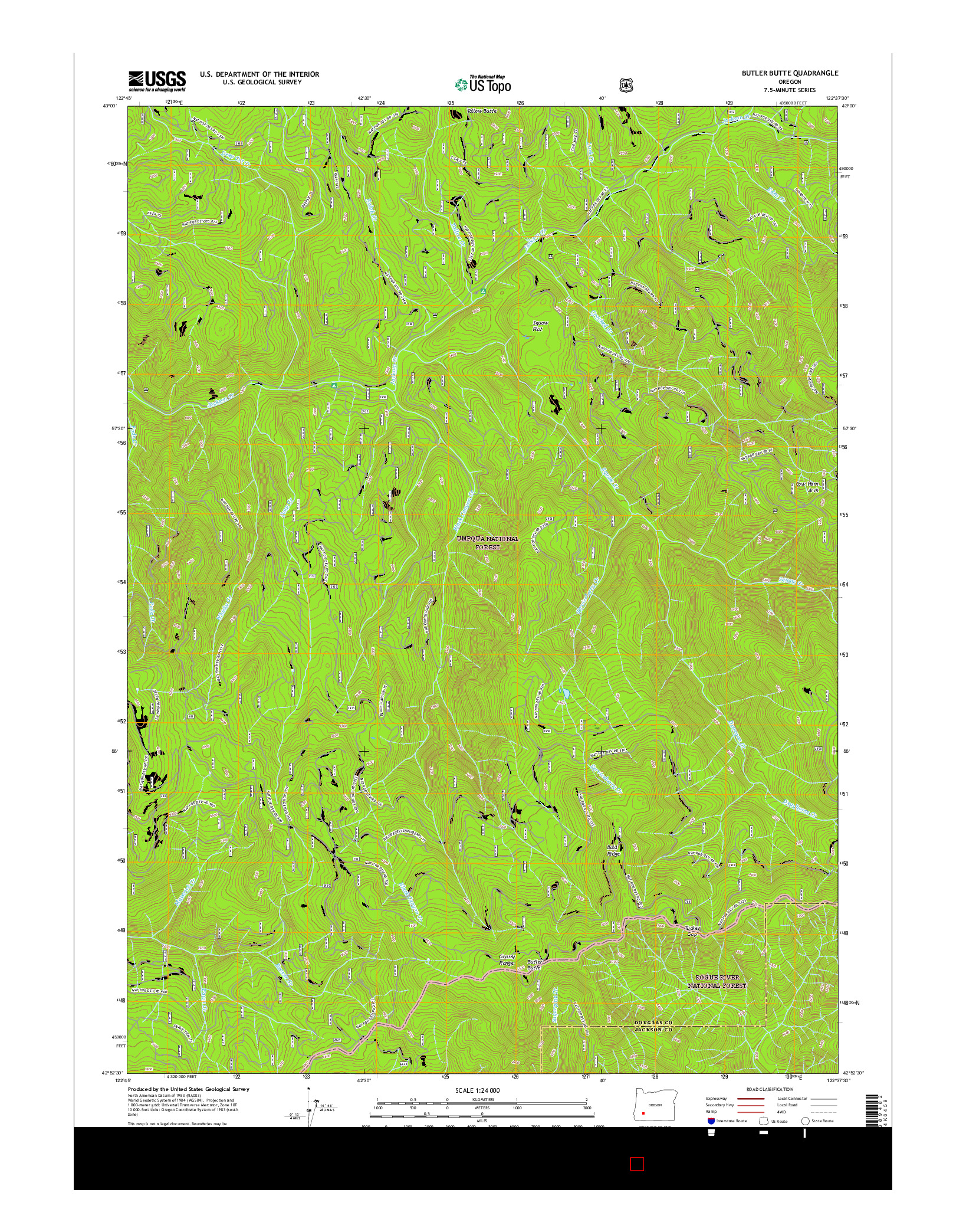 USGS US TOPO 7.5-MINUTE MAP FOR BUTLER BUTTE, OR 2017