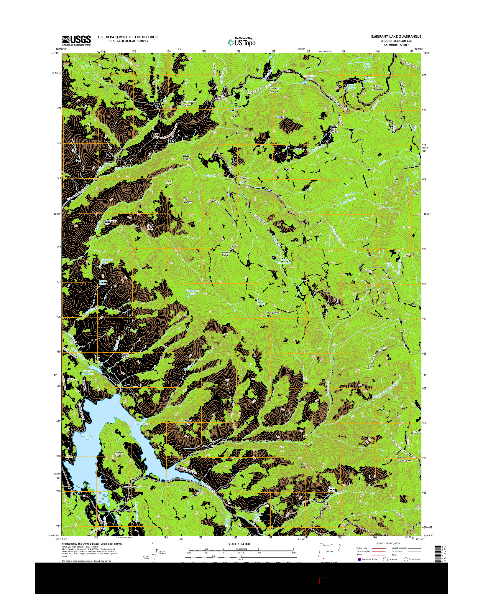 USGS US TOPO 7.5-MINUTE MAP FOR EMIGRANT LAKE, OR 2017