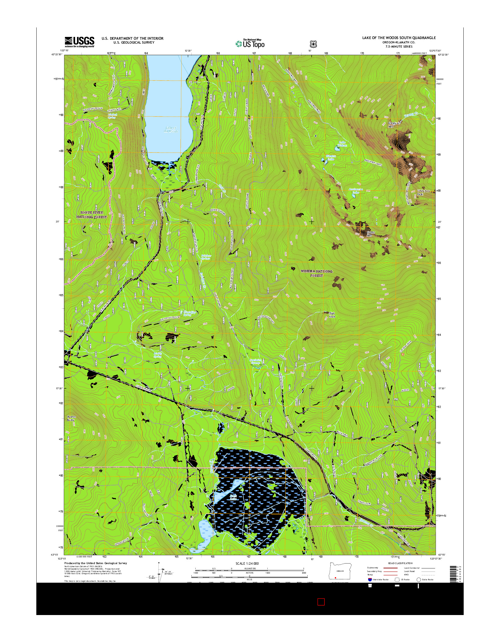 USGS US TOPO 7.5-MINUTE MAP FOR LAKE OF THE WOODS SOUTH, OR 2017