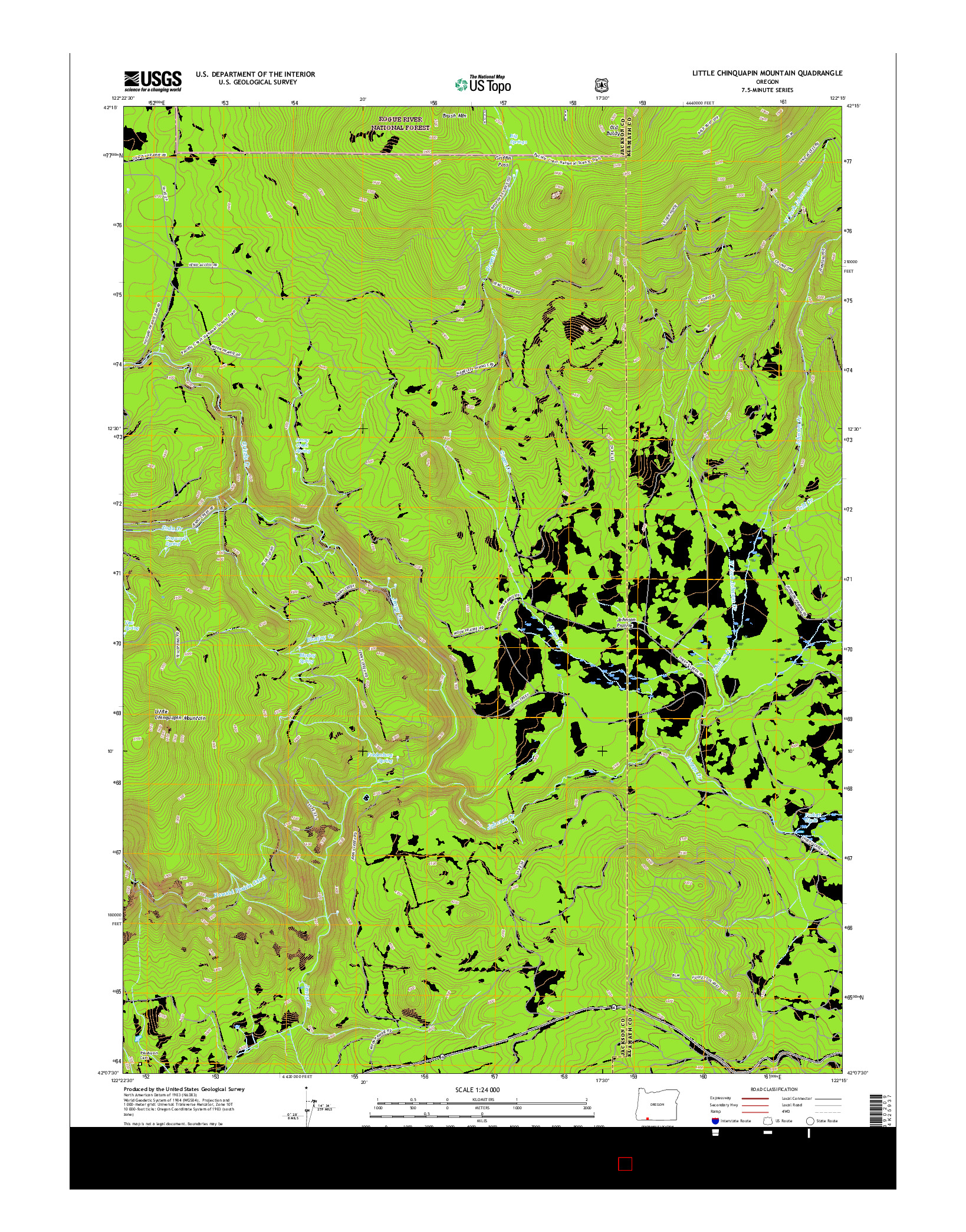 USGS US TOPO 7.5-MINUTE MAP FOR LITTLE CHINQUAPIN MOUNTAIN, OR 2017