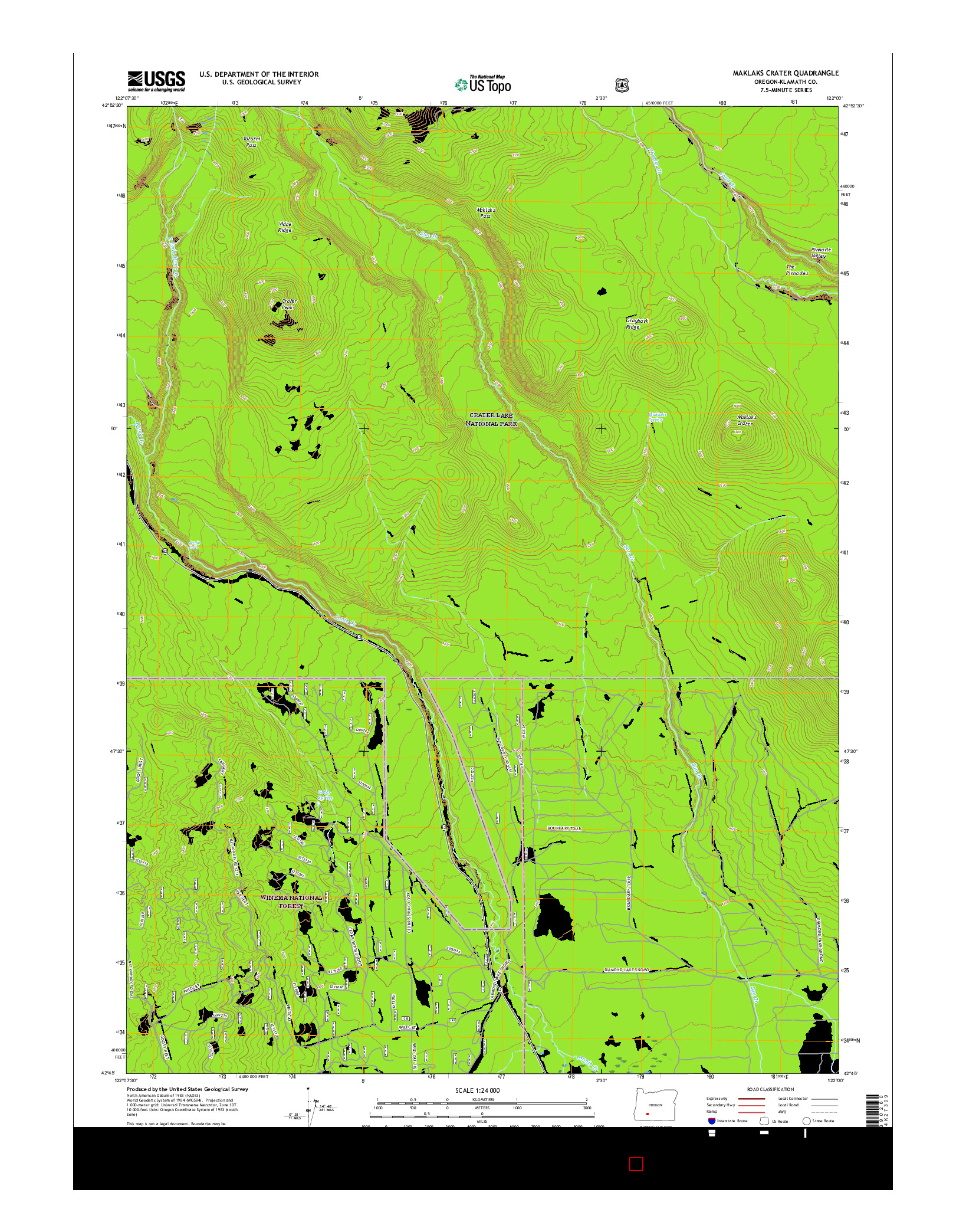 USGS US TOPO 7.5-MINUTE MAP FOR MAKLAKS CRATER, OR 2017