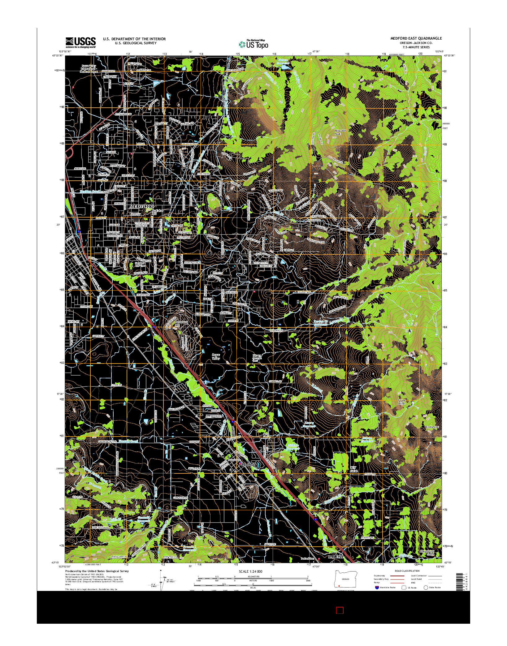 USGS US TOPO 7.5-MINUTE MAP FOR MEDFORD EAST, OR 2017