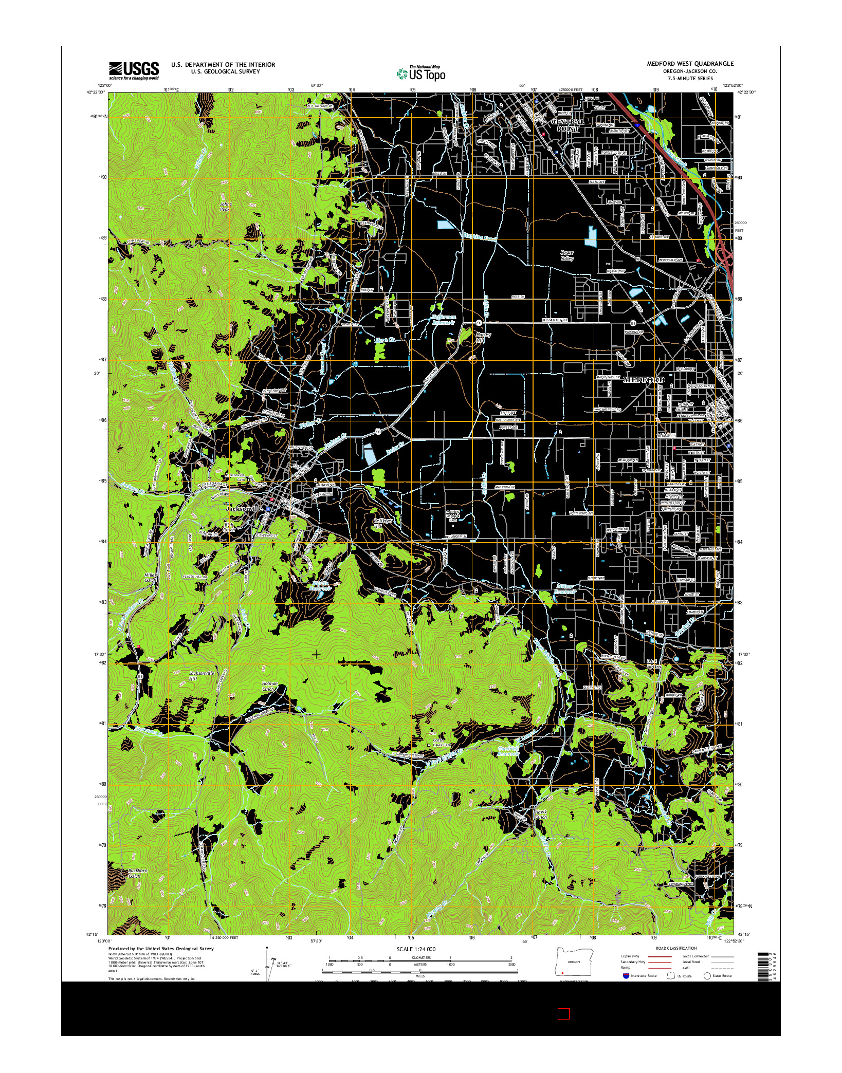 USGS US TOPO 7.5-MINUTE MAP FOR MEDFORD WEST, OR 2017