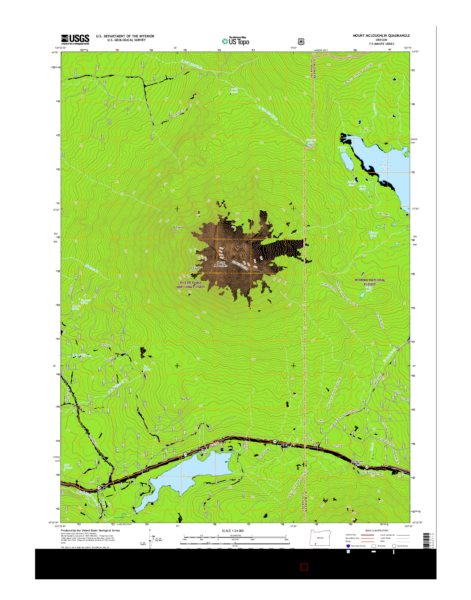 USGS US TOPO 7.5-MINUTE MAP FOR MOUNT MCLOUGHLIN, OR 2017