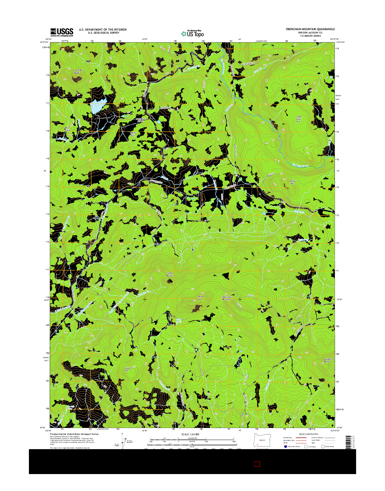 USGS US TOPO 7.5-MINUTE MAP FOR OBENCHAIN MOUNTAIN, OR 2017