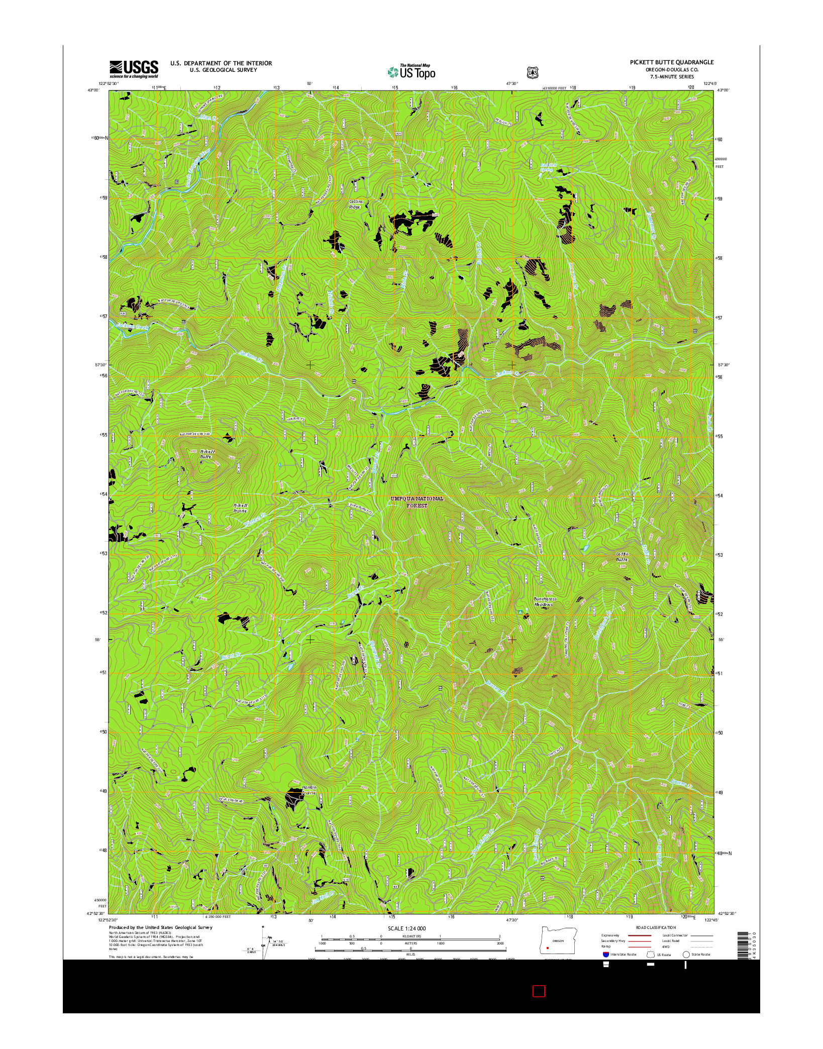 USGS US TOPO 7.5-MINUTE MAP FOR PICKETT BUTTE, OR 2017