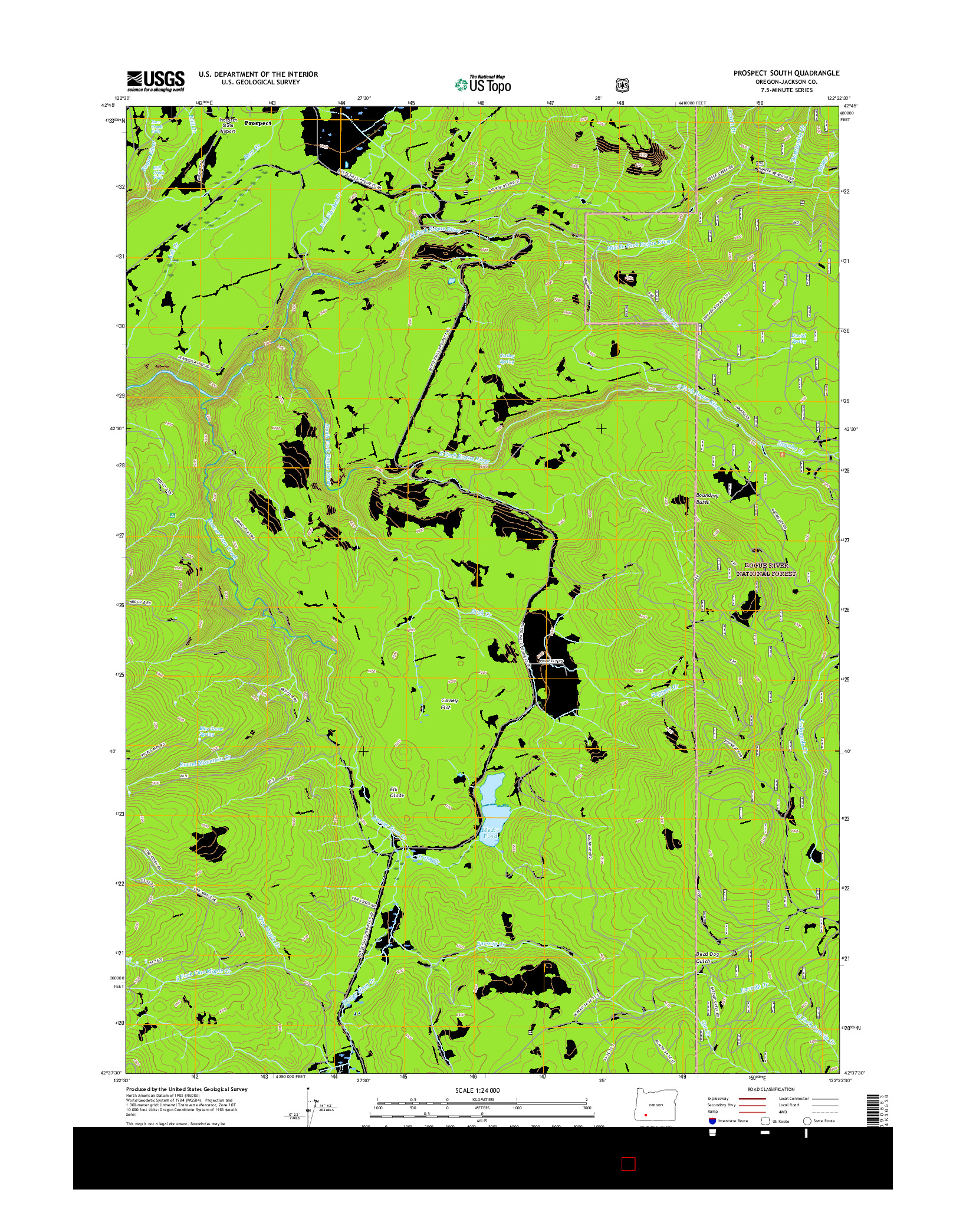 USGS US TOPO 7.5-MINUTE MAP FOR PROSPECT SOUTH, OR 2017