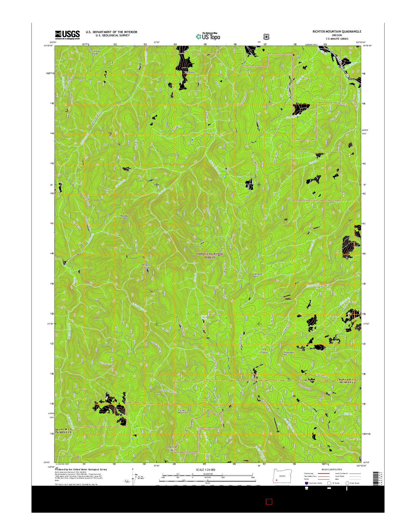 USGS US TOPO 7.5-MINUTE MAP FOR RICHTER MOUNTAIN, OR 2017