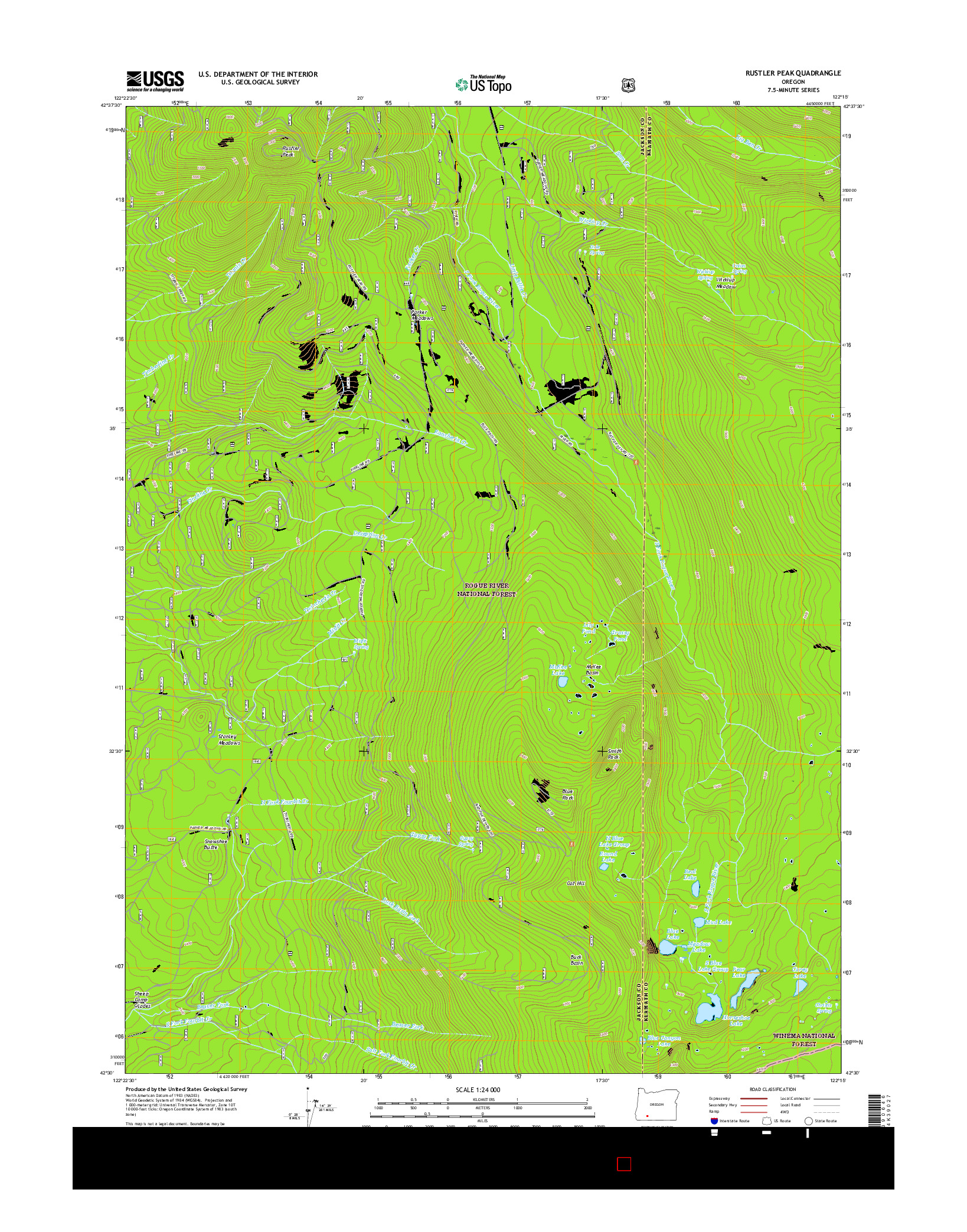 USGS US TOPO 7.5-MINUTE MAP FOR RUSTLER PEAK, OR 2017