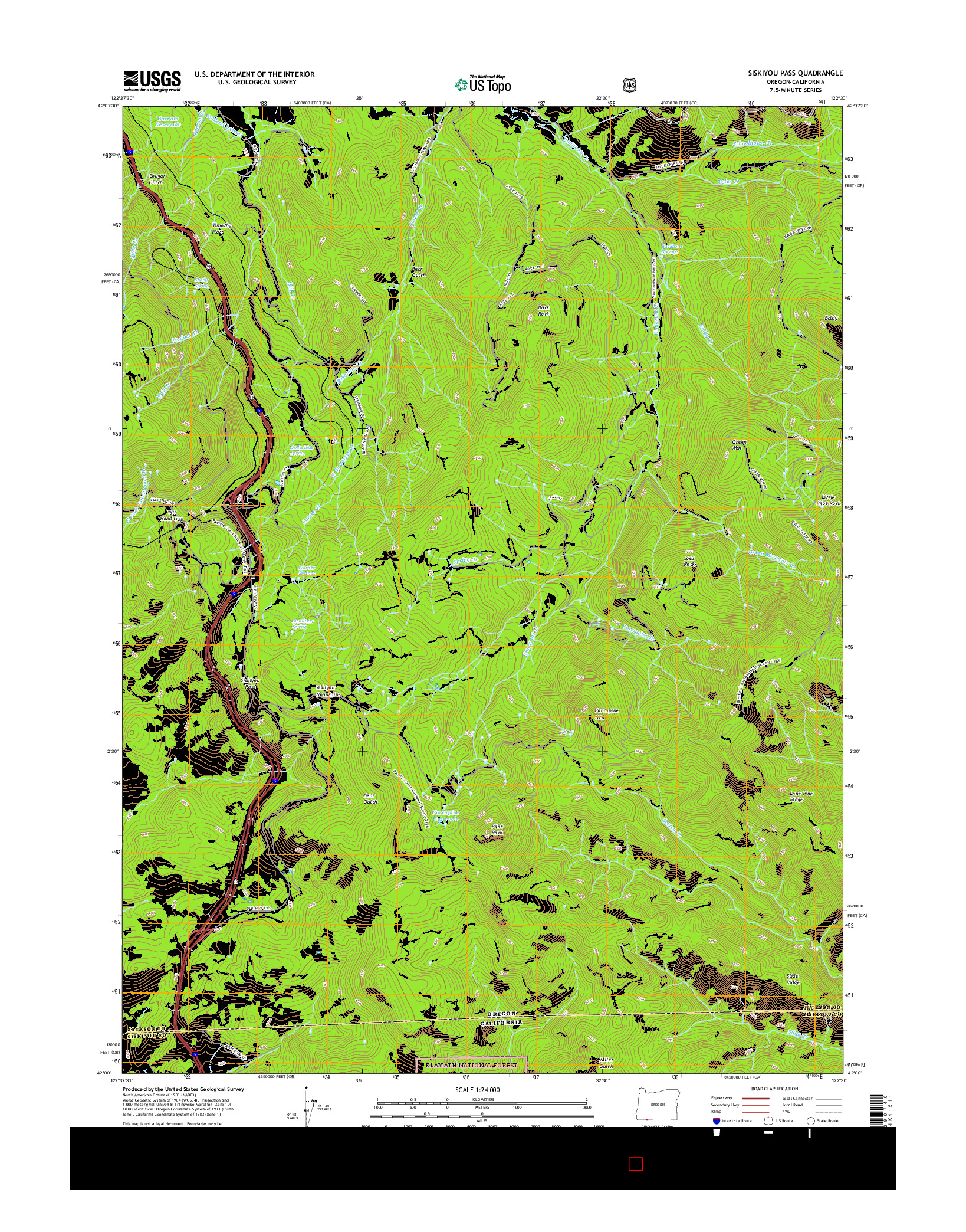 USGS US TOPO 7.5-MINUTE MAP FOR SISKIYOU PASS, OR-CA 2017