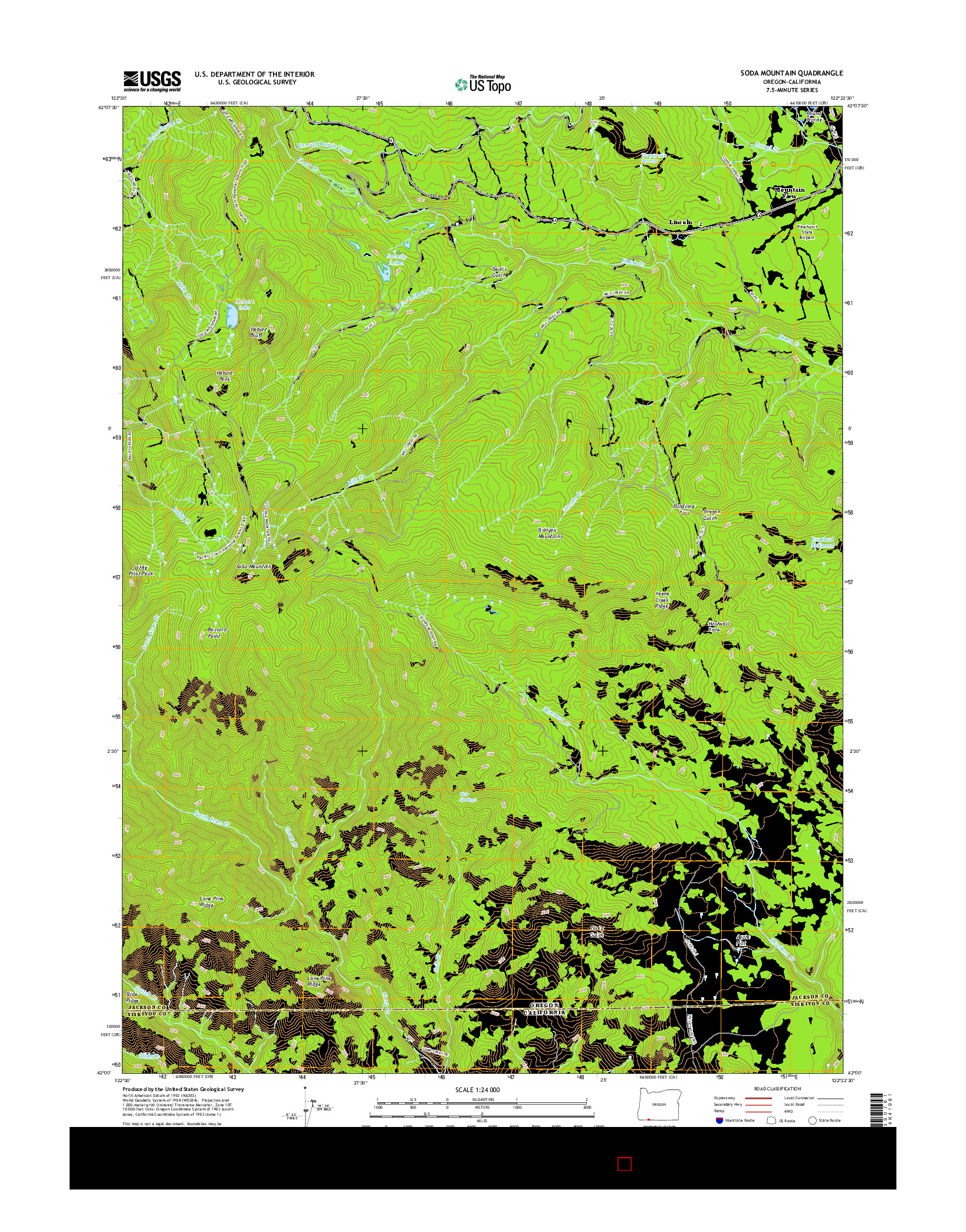 USGS US TOPO 7.5-MINUTE MAP FOR SODA MOUNTAIN, OR-CA 2017