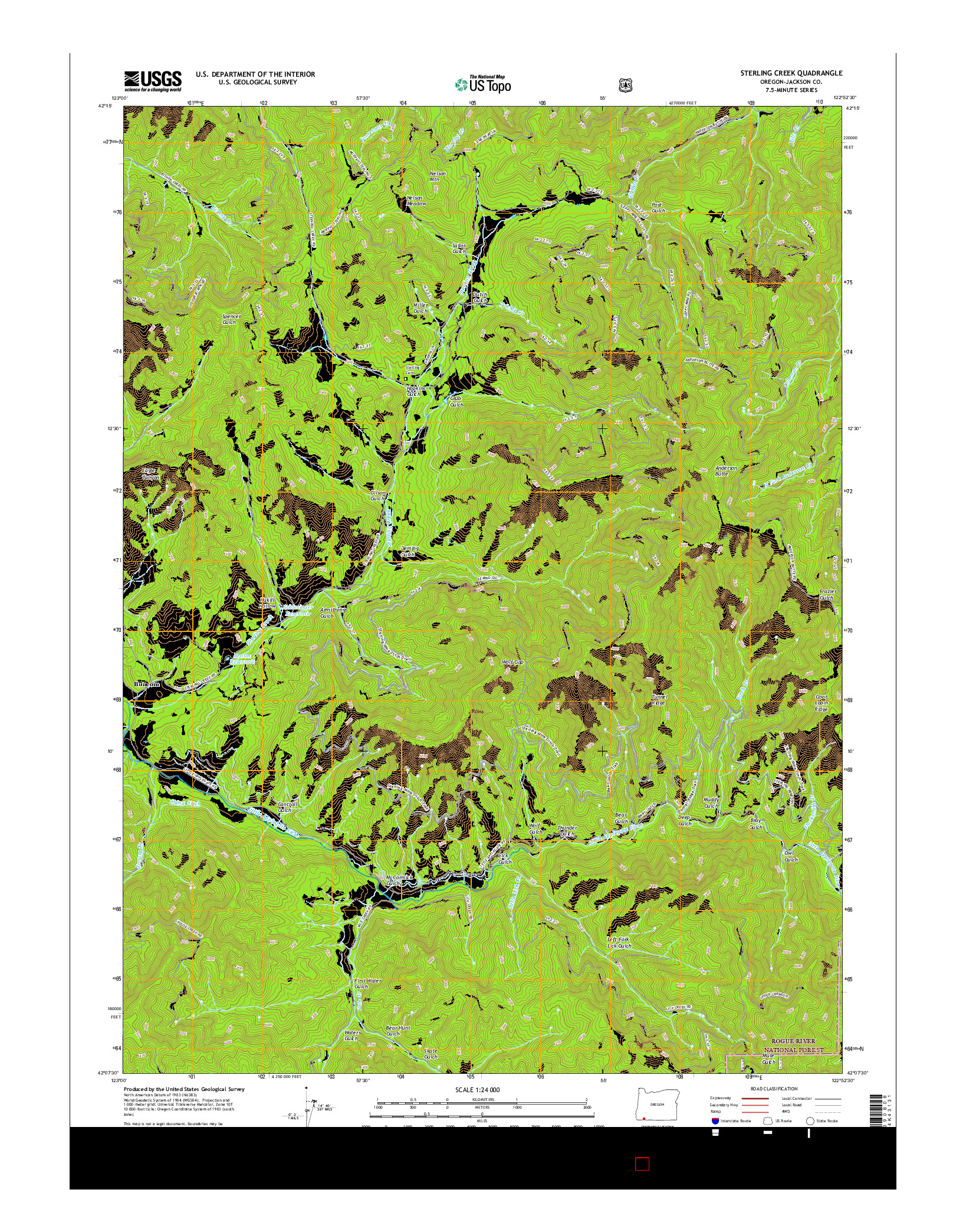 USGS US TOPO 7.5-MINUTE MAP FOR STERLING CREEK, OR 2017