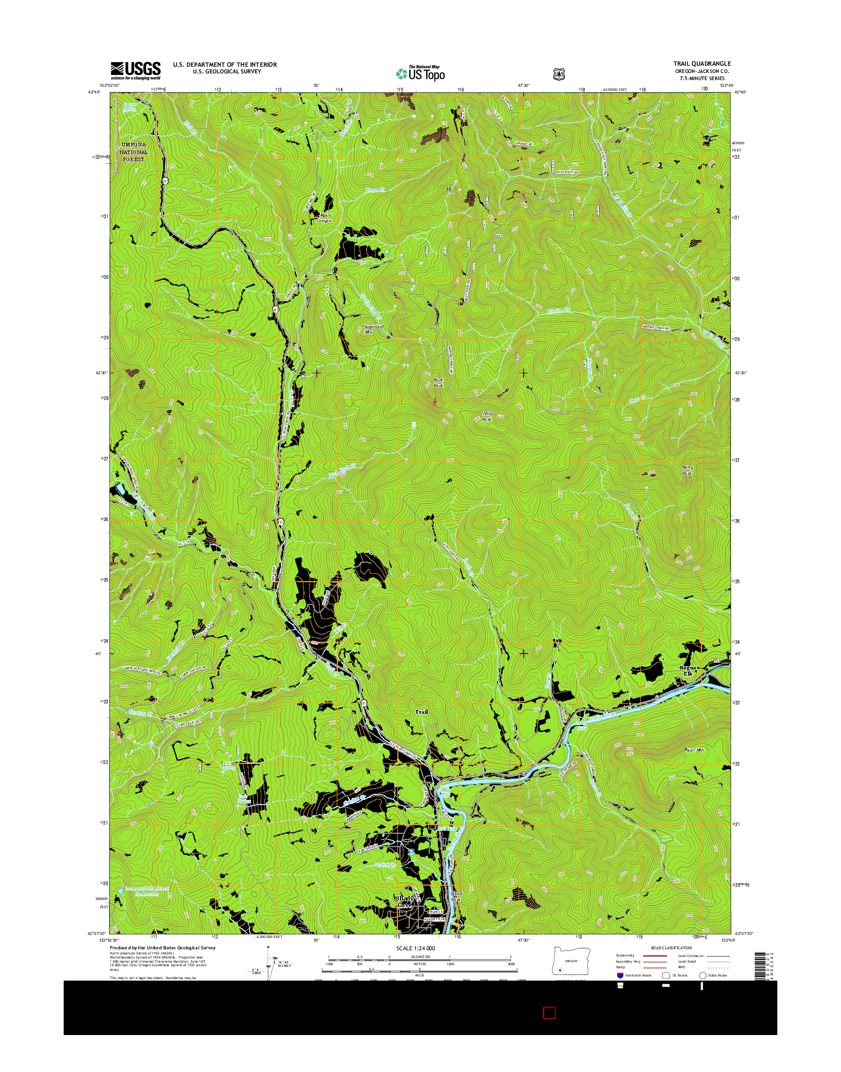 USGS US TOPO 7.5-MINUTE MAP FOR TRAIL, OR 2017